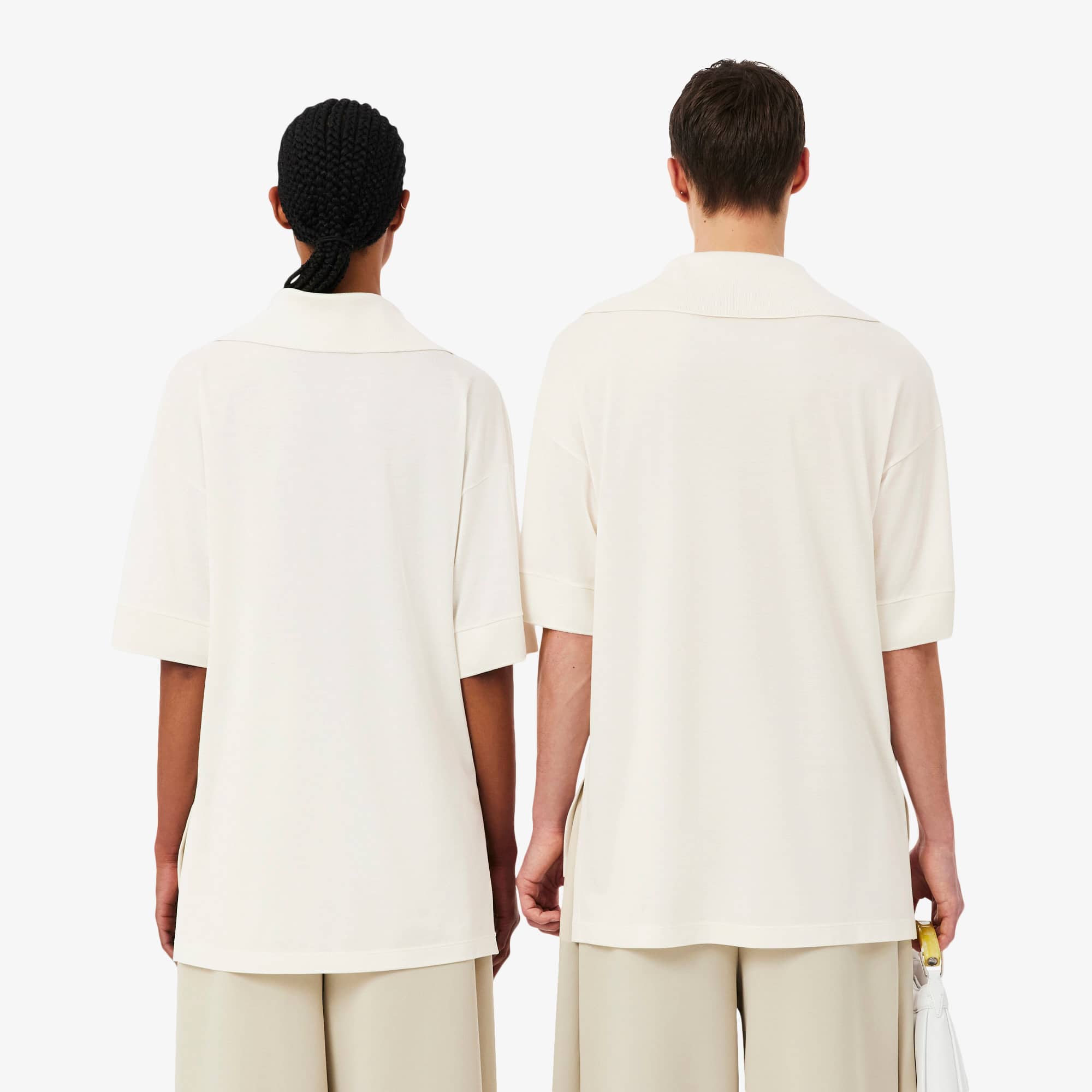 Thumbnail - Lacoste Oversized-Polohemd Runway mit Piqué aus Seide - Weiß Size 3 - XS/S