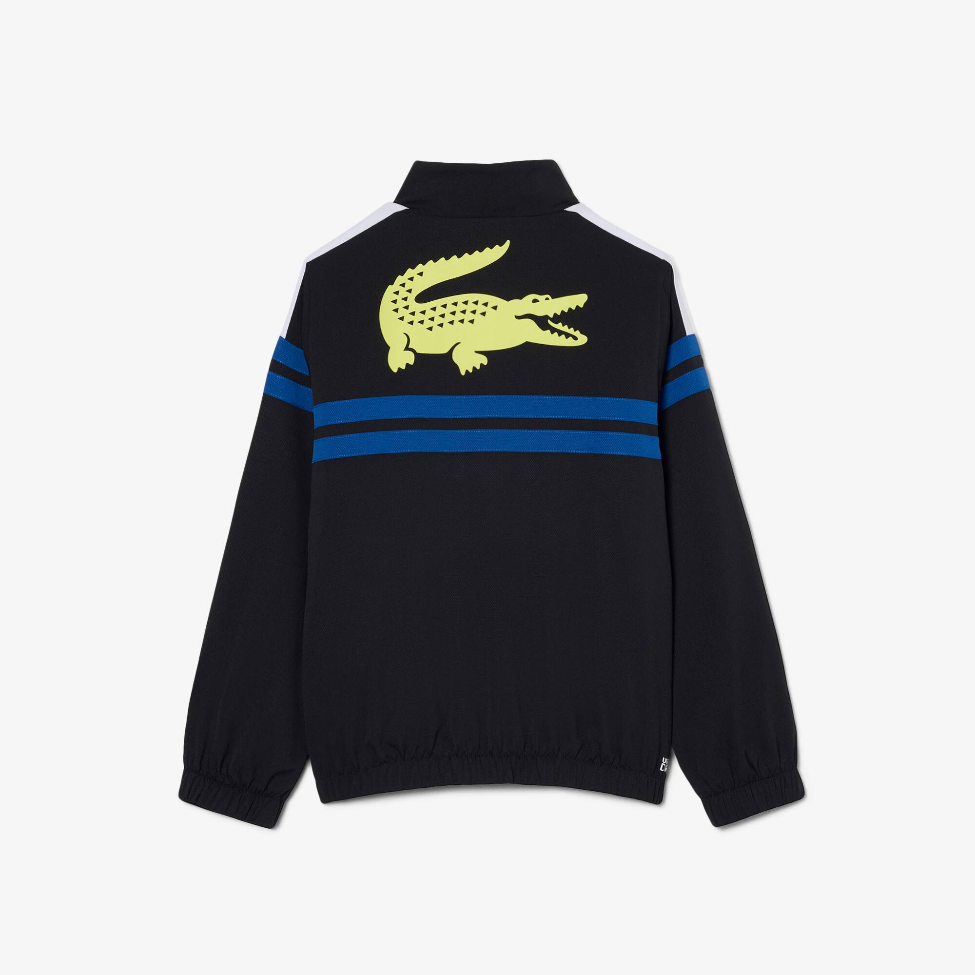 Thumbnail - Lacoste Strapazierfähiger Sport-Trainingsanzug mit Ultra Dry-Technologie - Schwarz / Blau / Weiß / Neongelb Size 8 - 8A