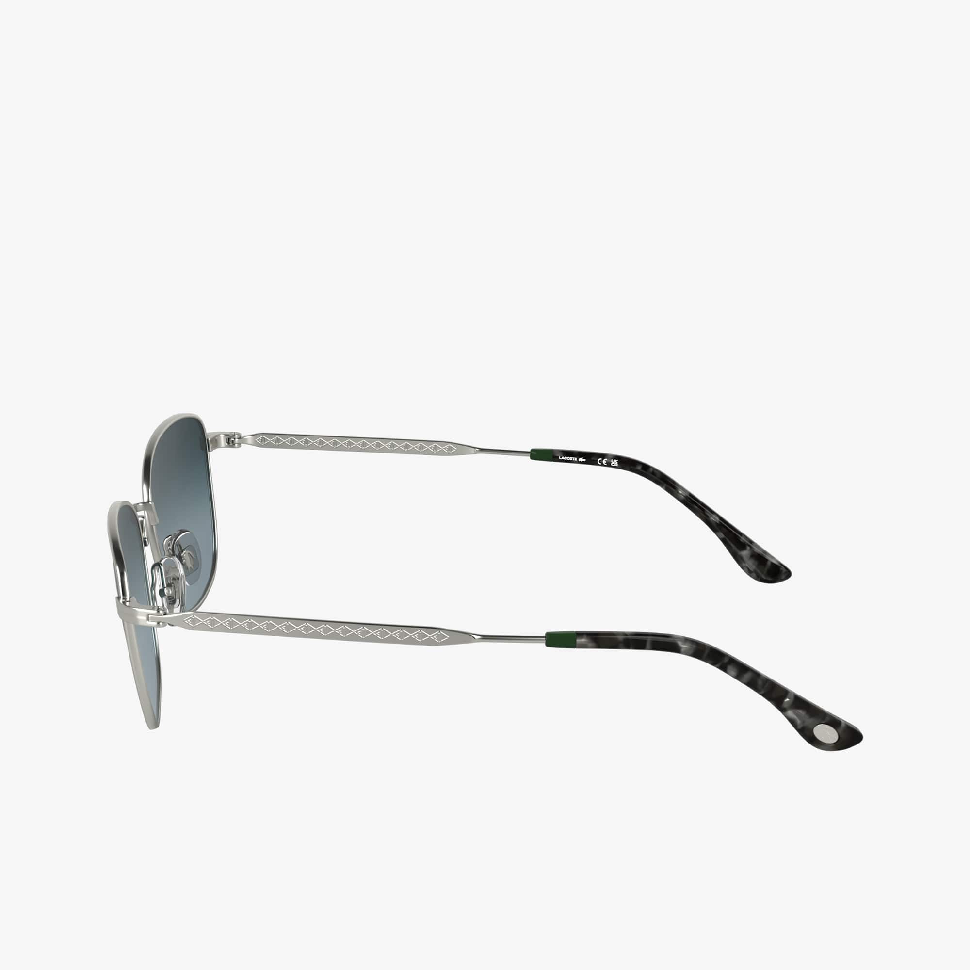 Thumbnail - Lacoste Rechteckige Sonnenbrille aus Metall mit Monogramm - MATTE SILVER Size One Size