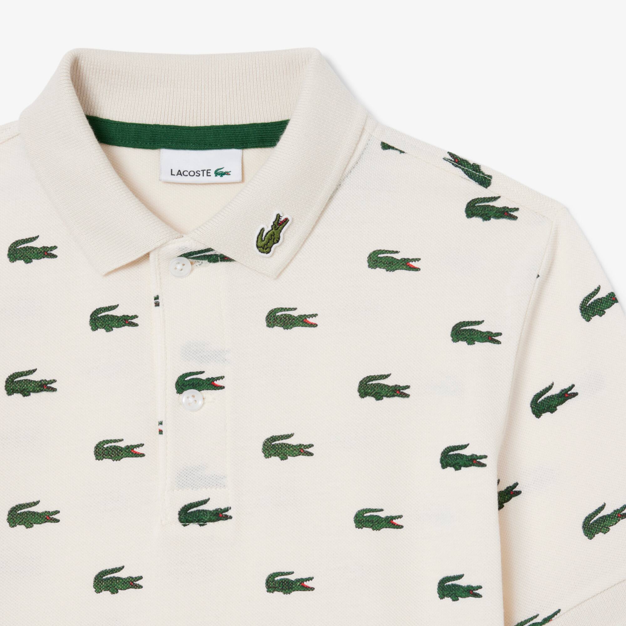 Thumbnail - Lacoste Bedrucktes Polohemd aus Petit-Piqué - Creme Size 8 - 8A