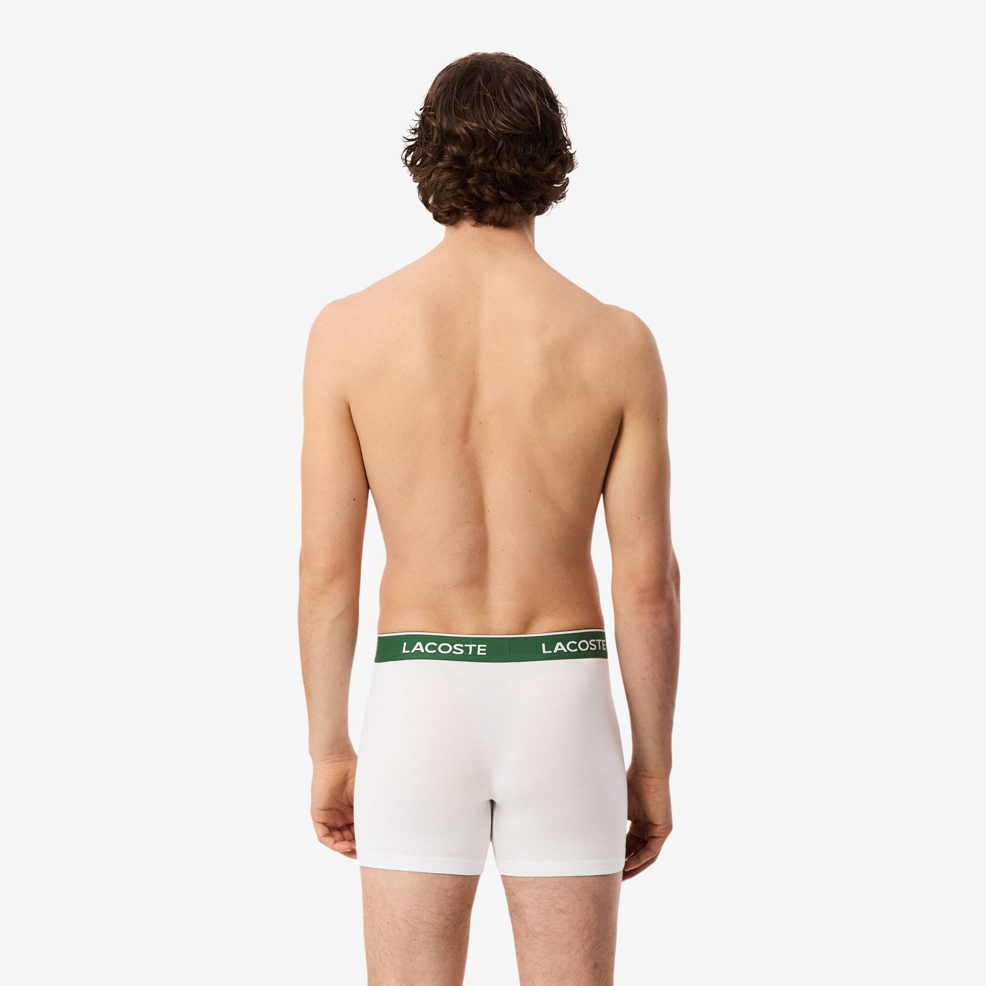 Thumbnail - Lacoste 3er-Pack Boxer Brief aus Stretch-Baumwolle - Schwarz / Weiß / Heidekraut Grau Size XXL