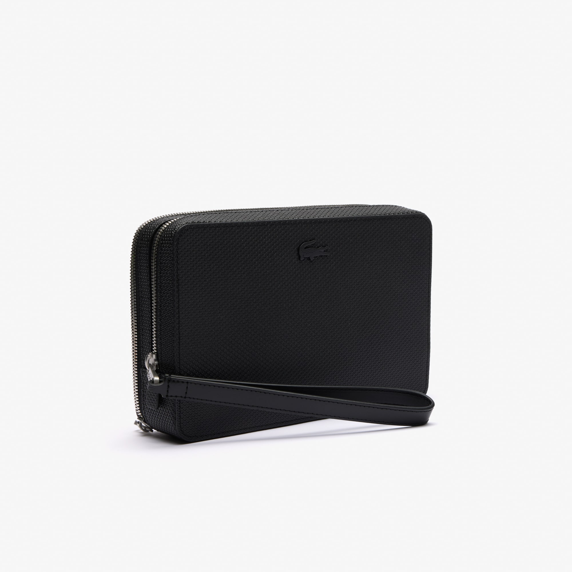 Thumbnail - Lacoste Tasche mit Reißverschluss Chantaco aus Piqué-Leder - BLACK Size One Size