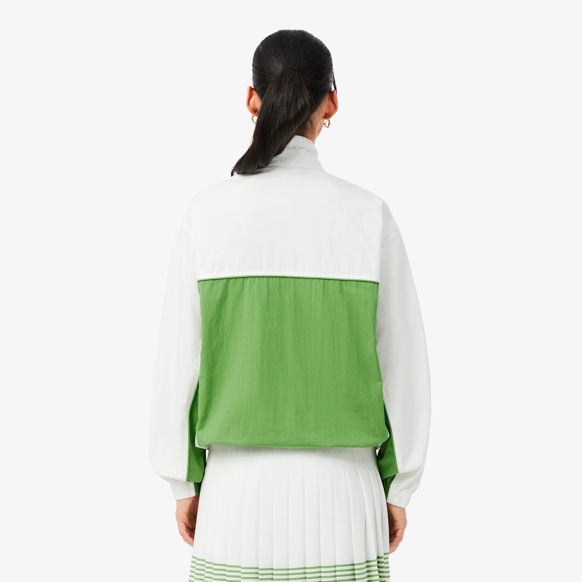 Thumbnail - Lacoste Relaxed Fit-Jacke aus Baumwoll-Twill mit Reißverschluss - Blanc / Vert Size 38