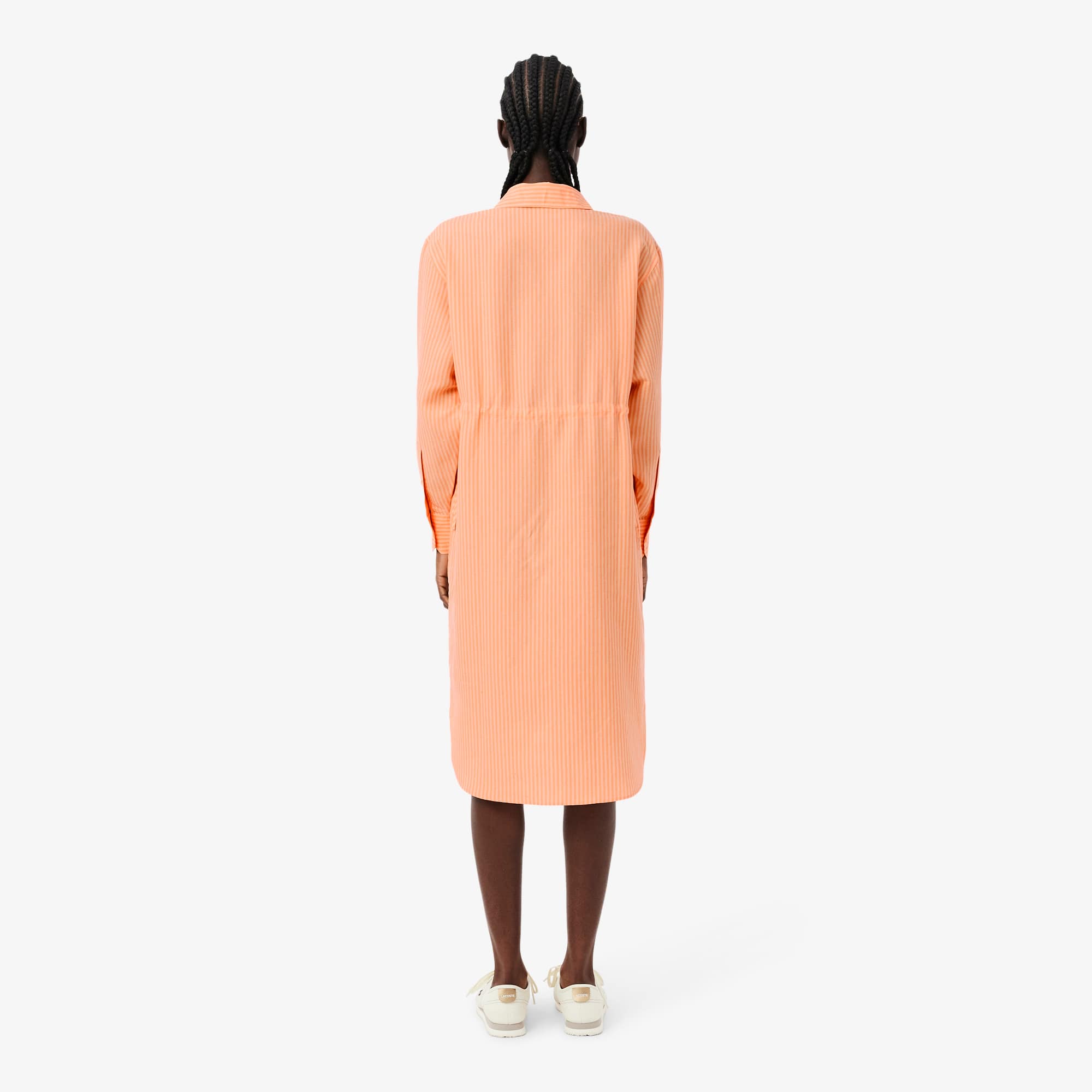 Thumbnail - Lacoste Oversized-Hemdkleid aus Leinenmischung - Rose / Orange Size 34