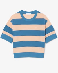 Gestreiftes T-Shirt aus Mesh-Strick