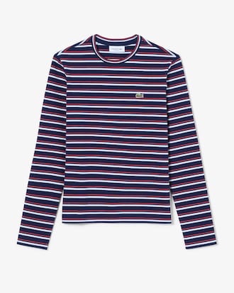 T-Shirt aus gestreifter Baumwolle mit langen Ärmeln