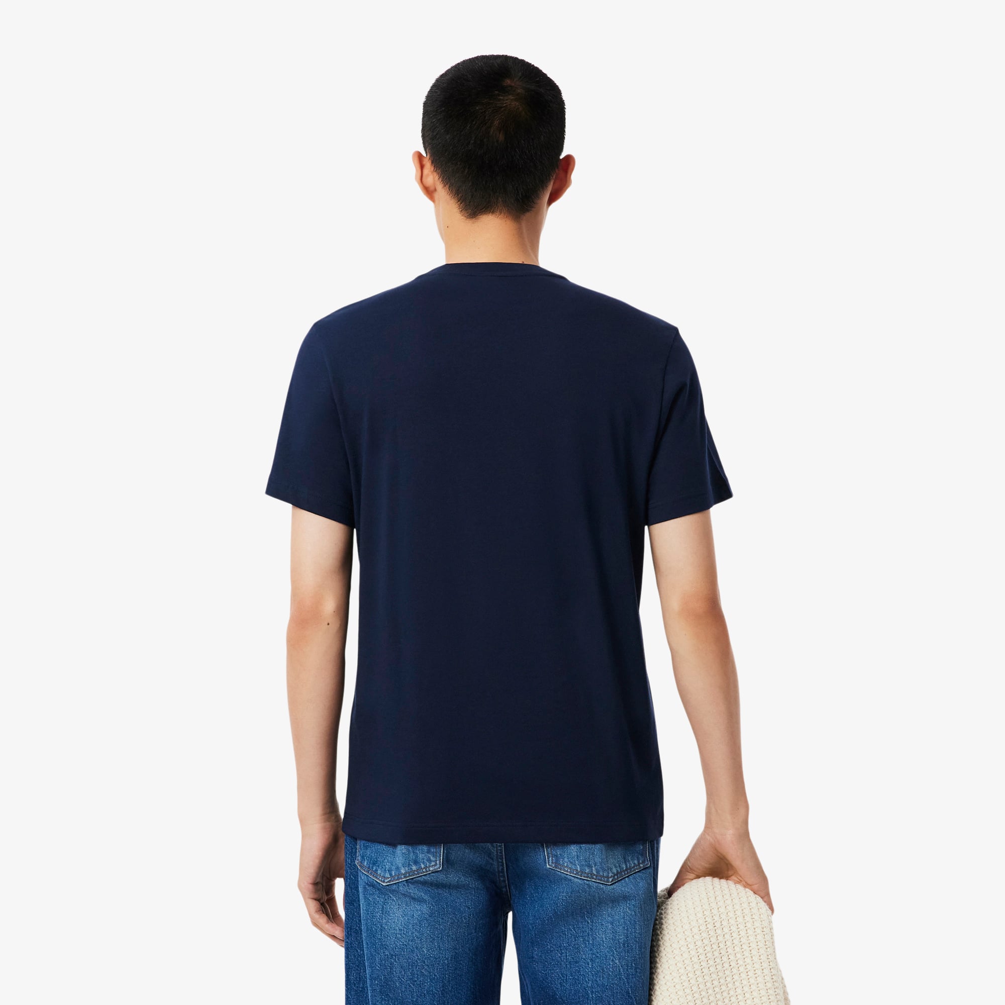 Thumbnail - Lacoste T-Shirt aus Baumwolljersey mit Lacoste-Einfassung - Navy Blau Size L