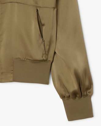 Oversized Bomberjacke aus Satin mit gestickter Unterschrift