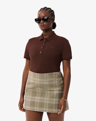 Slim Fit Damen LACOSTE Poloshirt aus Stretch-Baumwoll-Piqu&eacute;