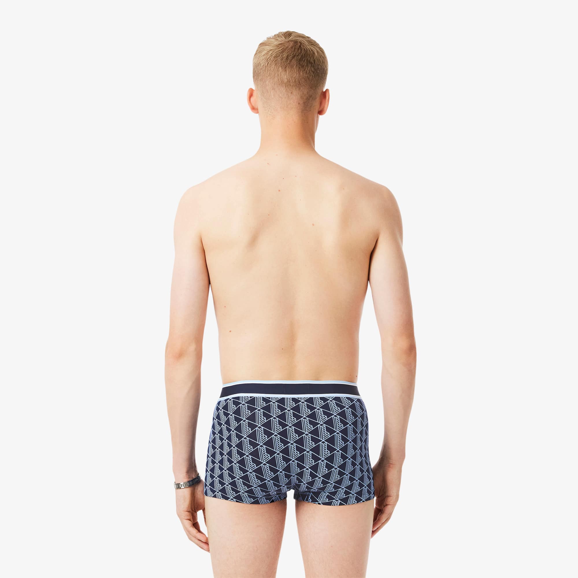 Thumbnail - Lacoste 3er-Pack Trunks mit Monogramm - Navy Blau / Blau Size S
