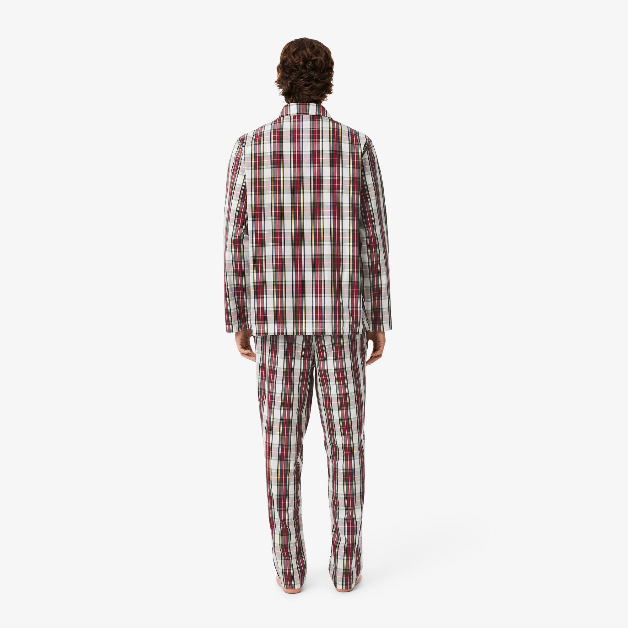 Thumbnail - Lacoste Kariertes Pyjama-Set aus Popeline - Rot / Weiß Size 6 - XL