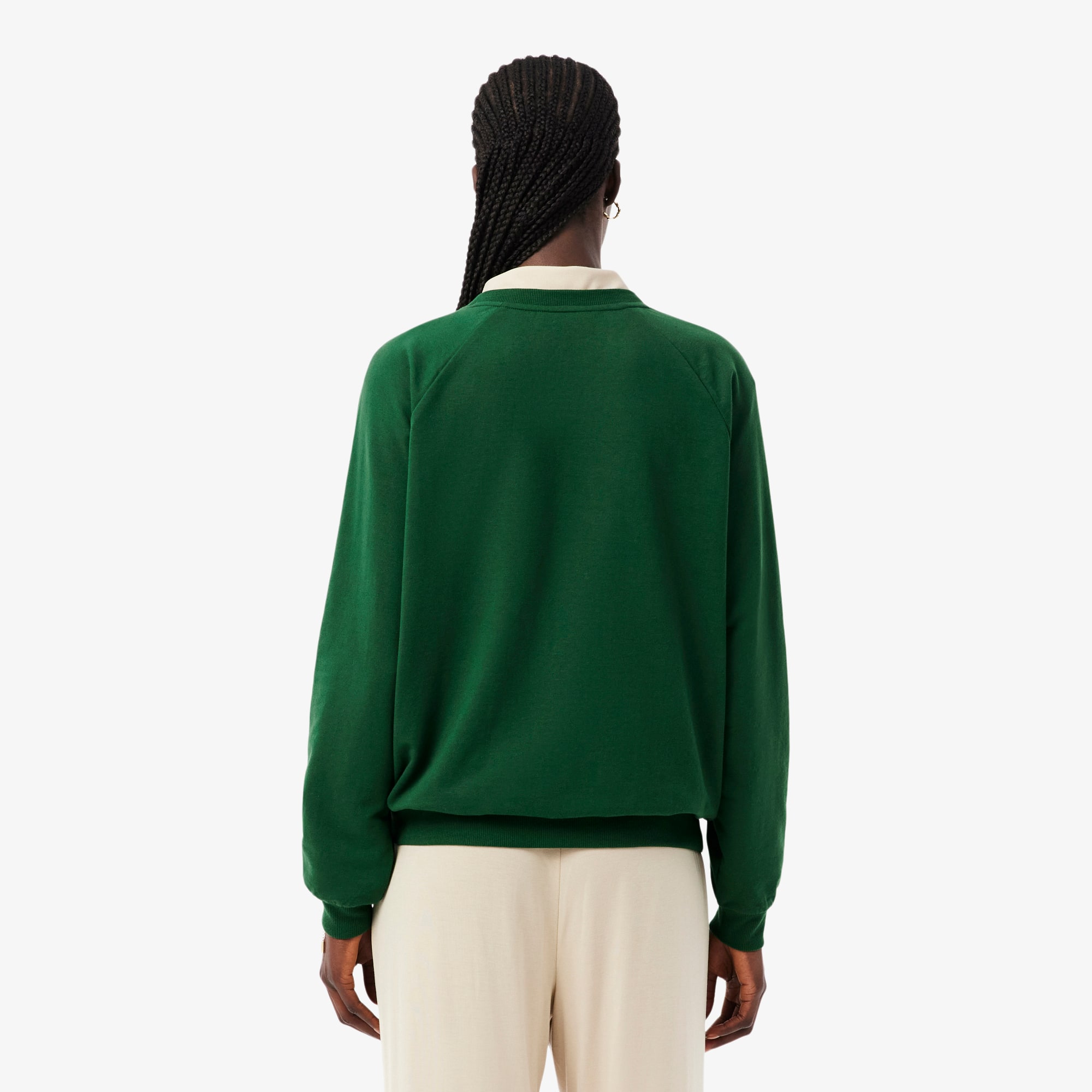 Thumbnail - Lacoste Loungewear-Sweatshirt aus Fleece mit Logo - Grün / Weiß Size S