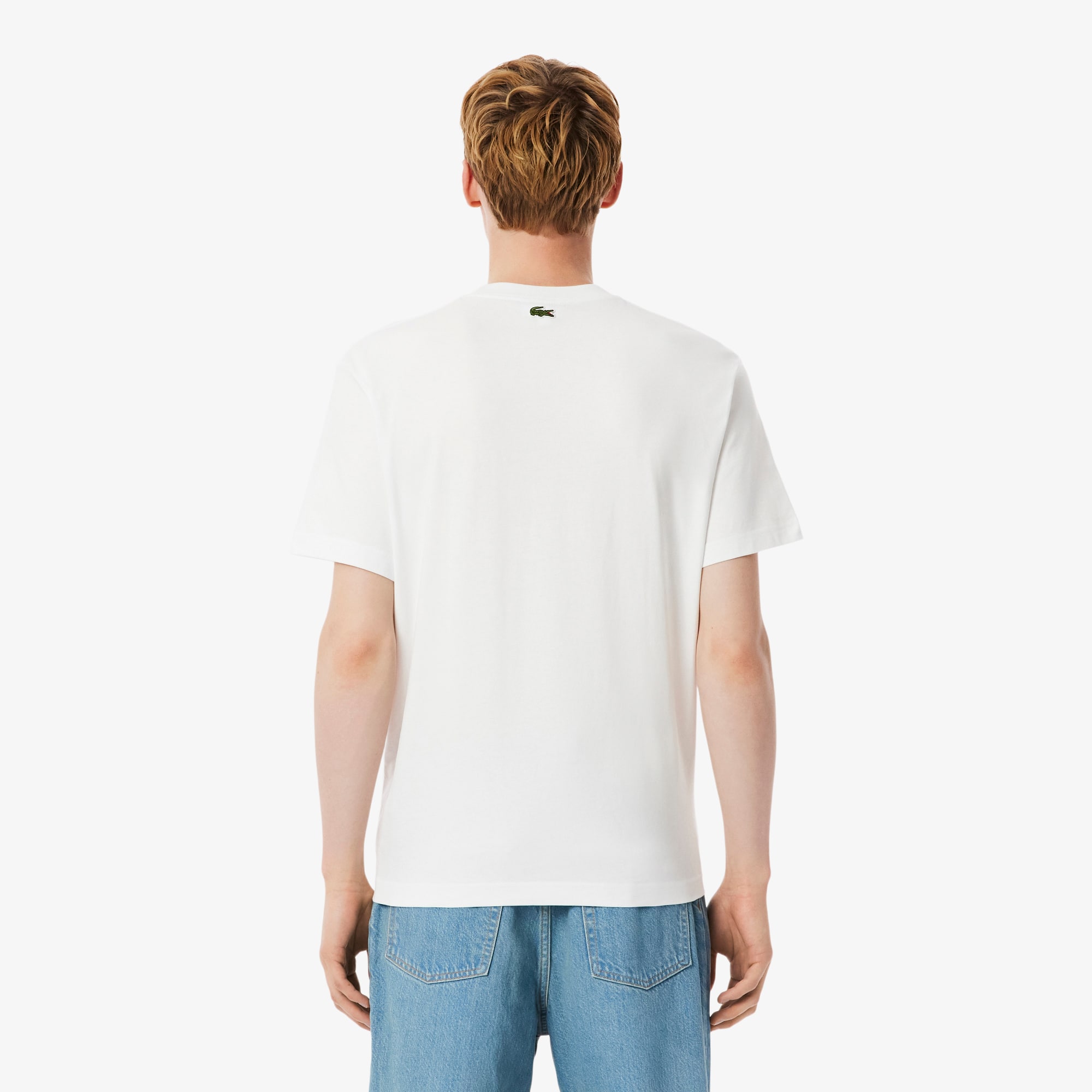 Thumbnail - Lacoste T-Shirt aus Baumwolle mit Tennisplatz-Print - Weiß Size L