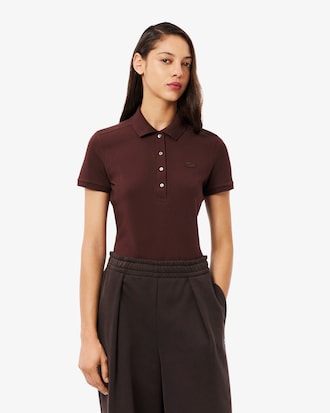 Slim Fit Damen LACOSTE Poloshirt aus Stretch-Baumwoll-Piqu&eacute;