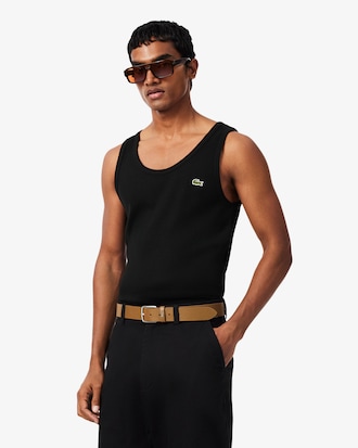 Slim Fit-Tr&auml;gerhemd aus Baumwollrippstrick