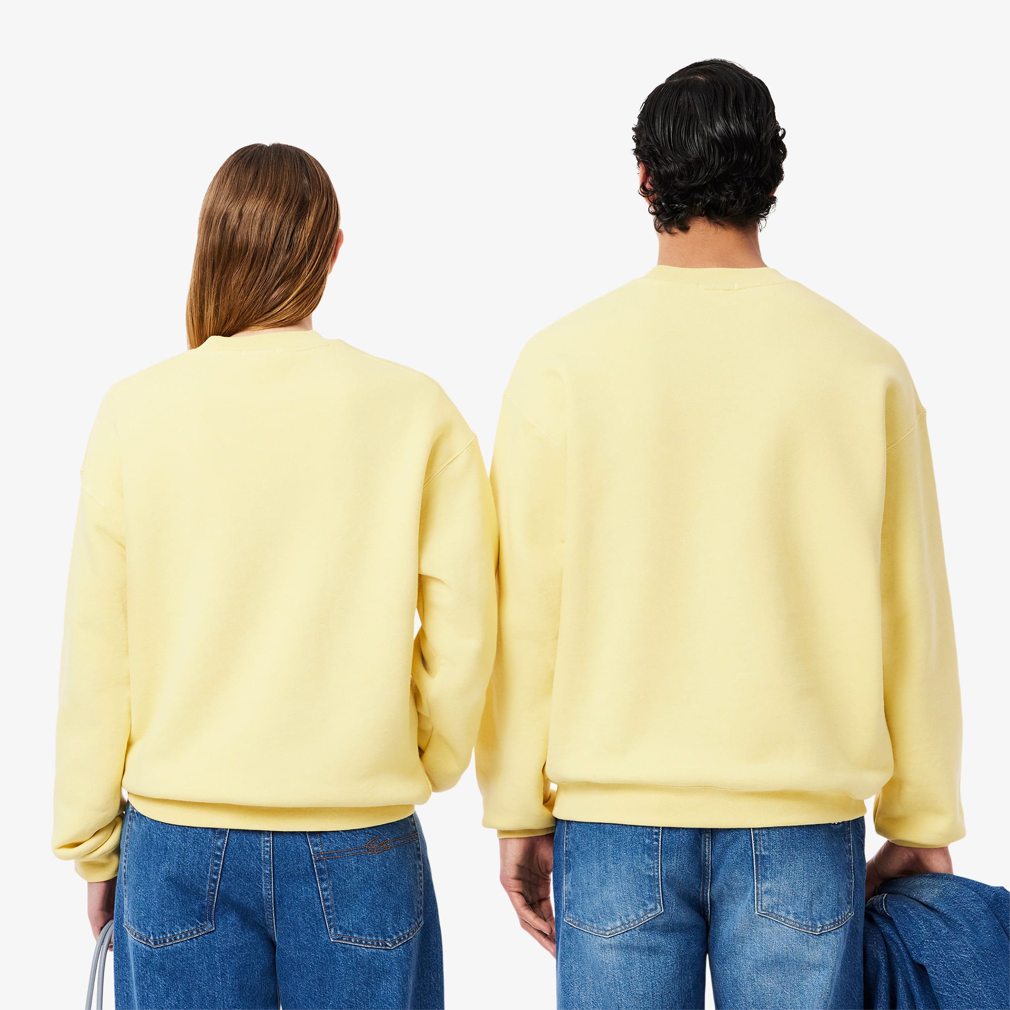 Thumbnail - Lacoste Loose Fit-Sweatshirt aus Fleece mit Akzent-Badge - Gelb Size S