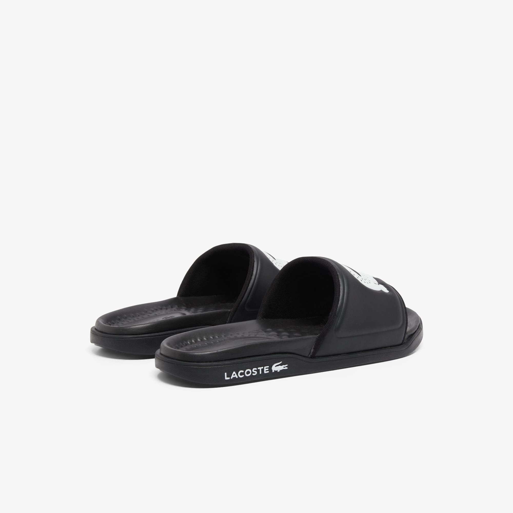 Thumbnail - Lacoste Herren-Schlappen Serve Slide Dual - BLACK WHITE Size 39.5