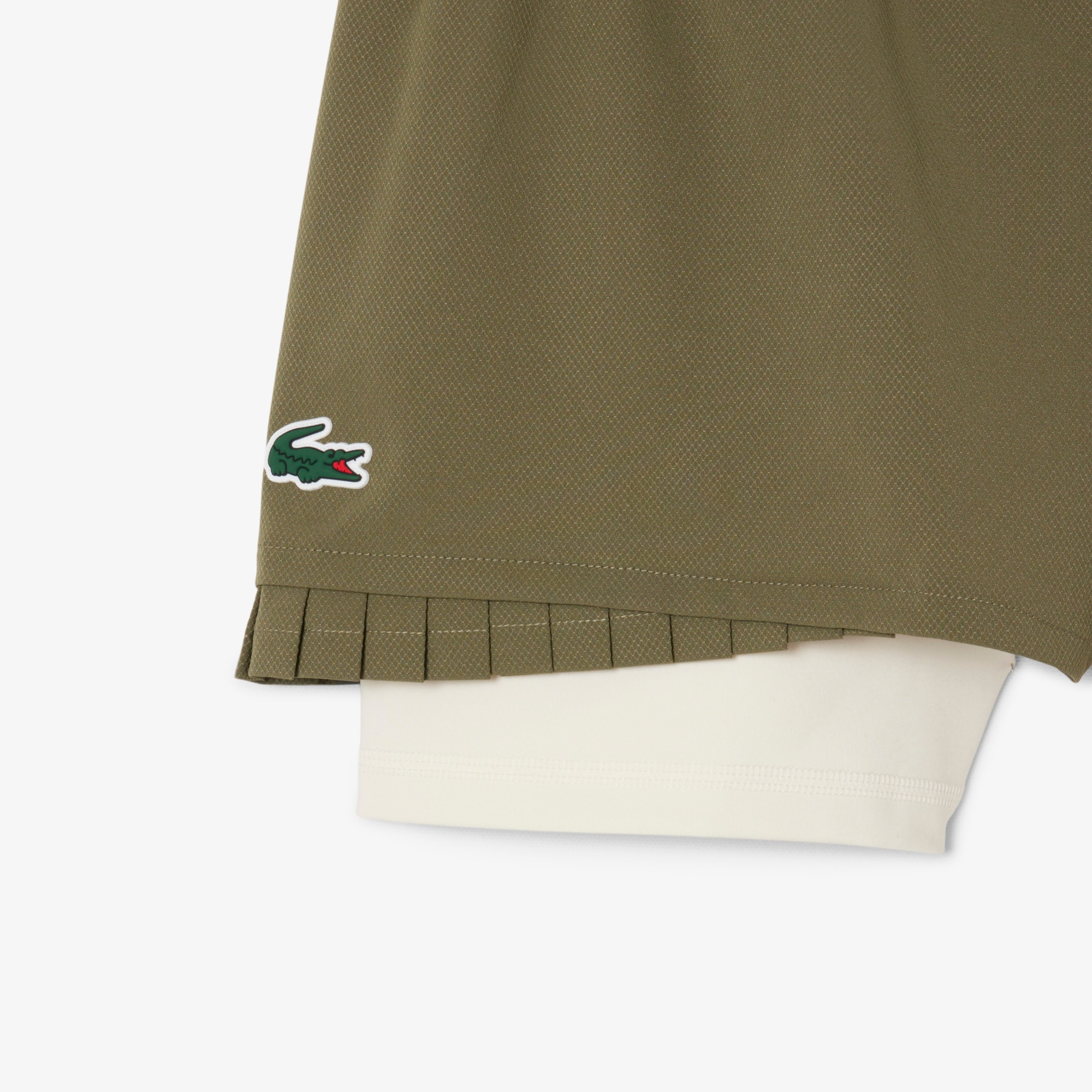 Thumbnail - Lacoste Gefütterte Tennisshorts mit Ultra Dry-Technologie - Khaki Grün / Weiß Size 38