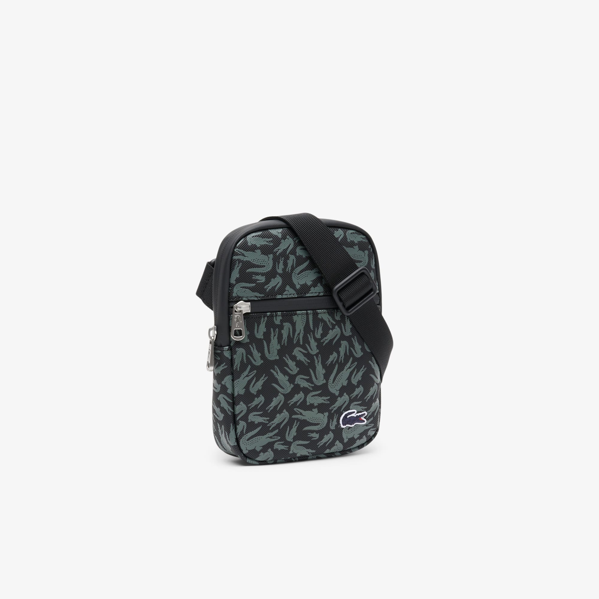 Thumbnail - Lacoste Kleine flache Umhängetasche LCST - CAMO CROC NOIR Size One Size