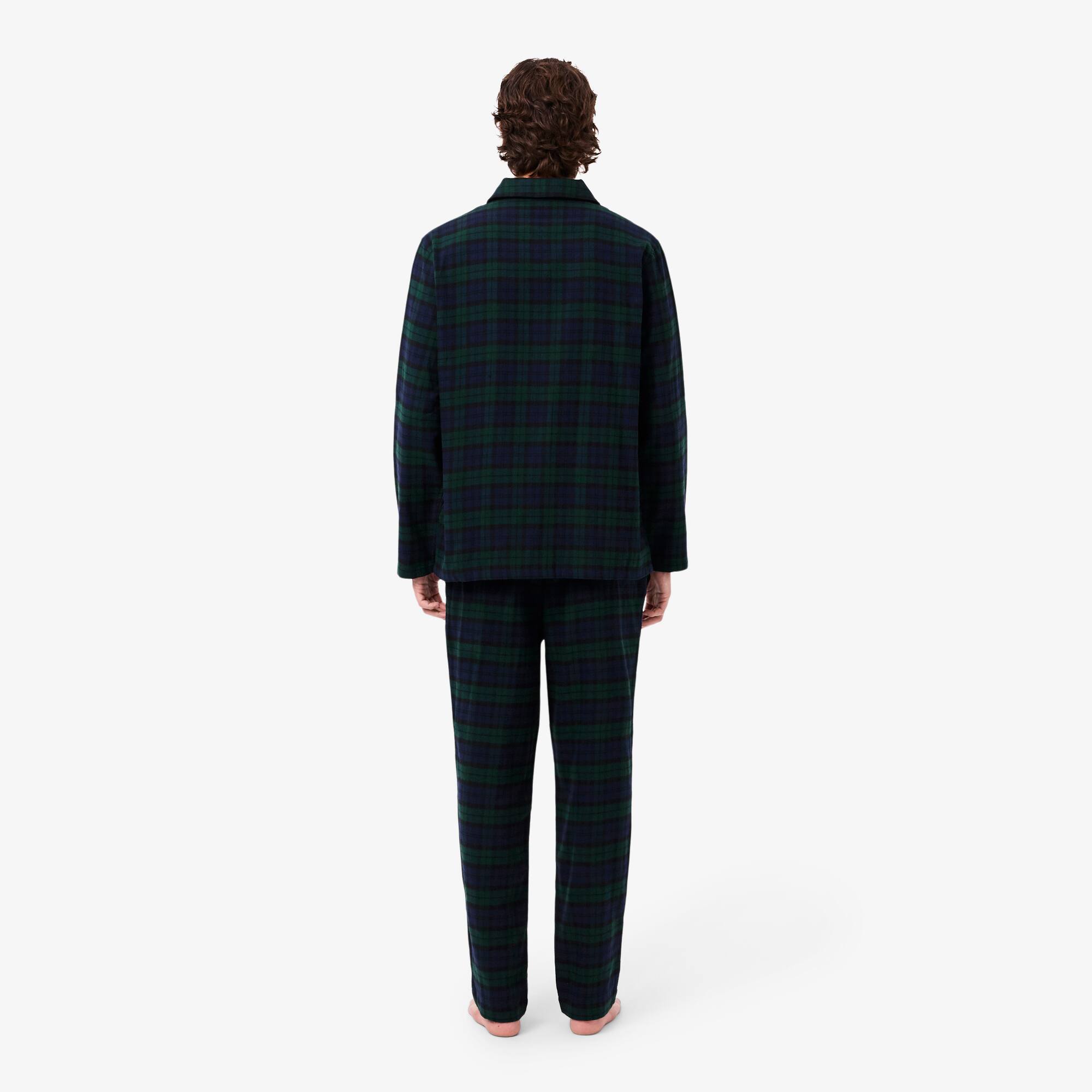 Thumbnail - Lacoste Kariertes Pyjama-Set aus Flanell - Sinople Grün Size XS