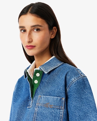 Oversized-Polohemd aus Denim