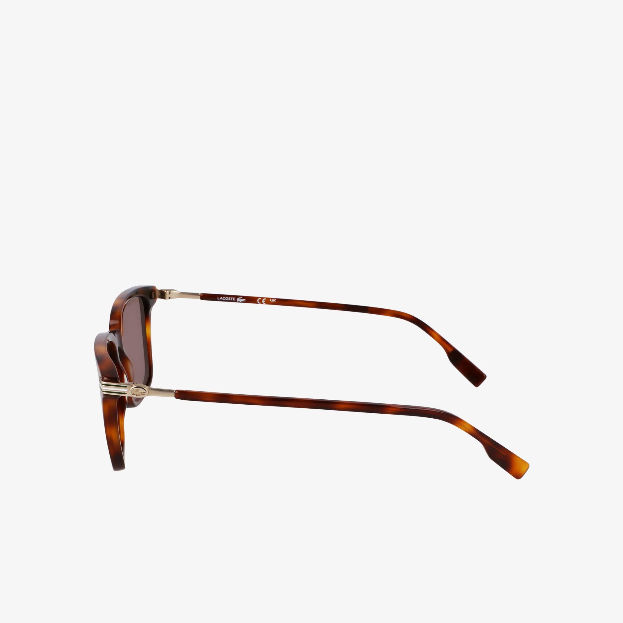 Thumbnail - Lacoste Rechteckige Acetat-Sonnenbrille New Heritage - Havana Brown Size One Size