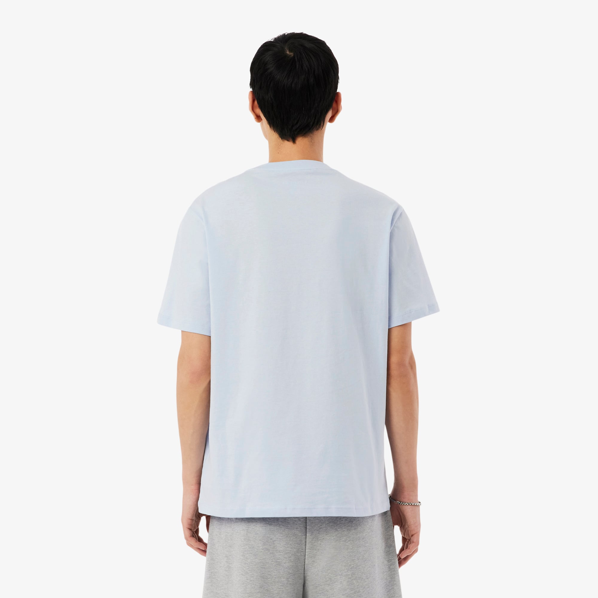 Thumbnail - Lacoste Loungewear-T-Shirt aus Baumwolle mit Krokodil-Druck - Bleu Clair / Blanc Size XS