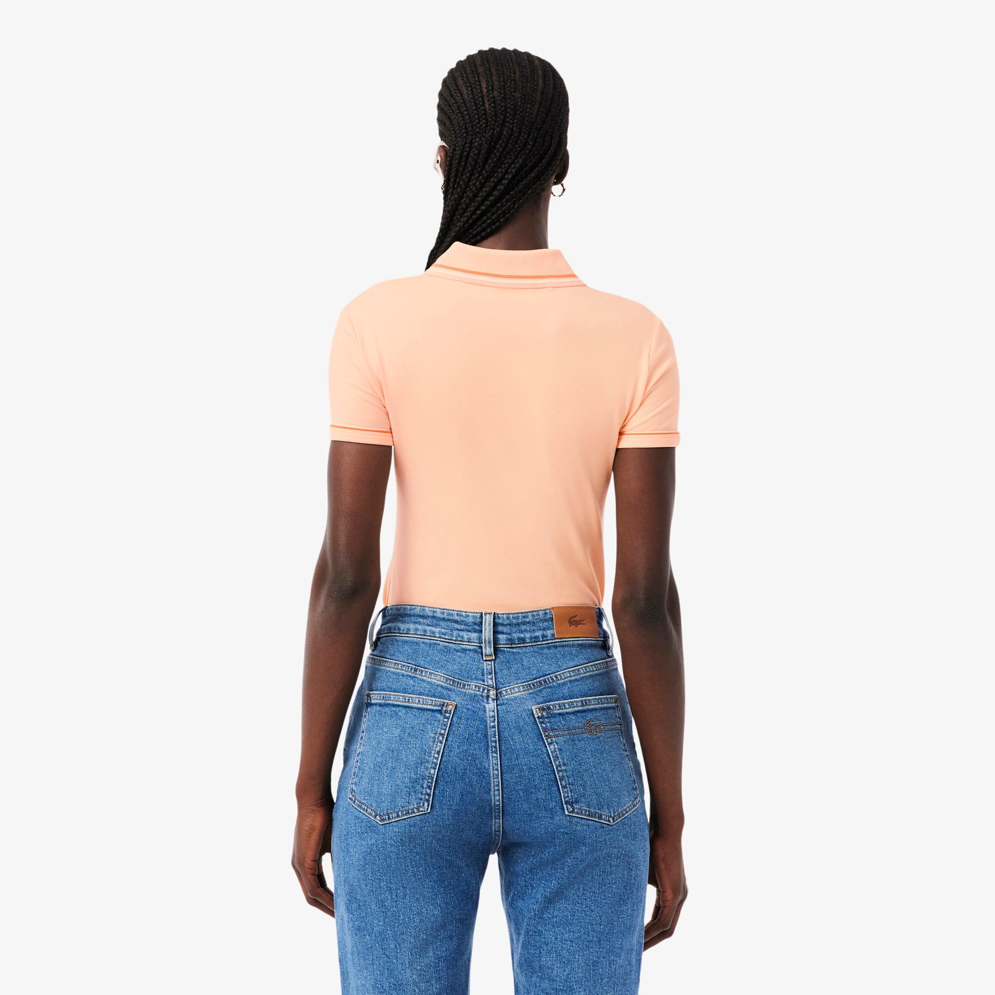 Thumbnail - Lacoste Slim Fit-Polohemd L.12.D mit Einfassung - Rose Pale / Blanc / Orange Size 44