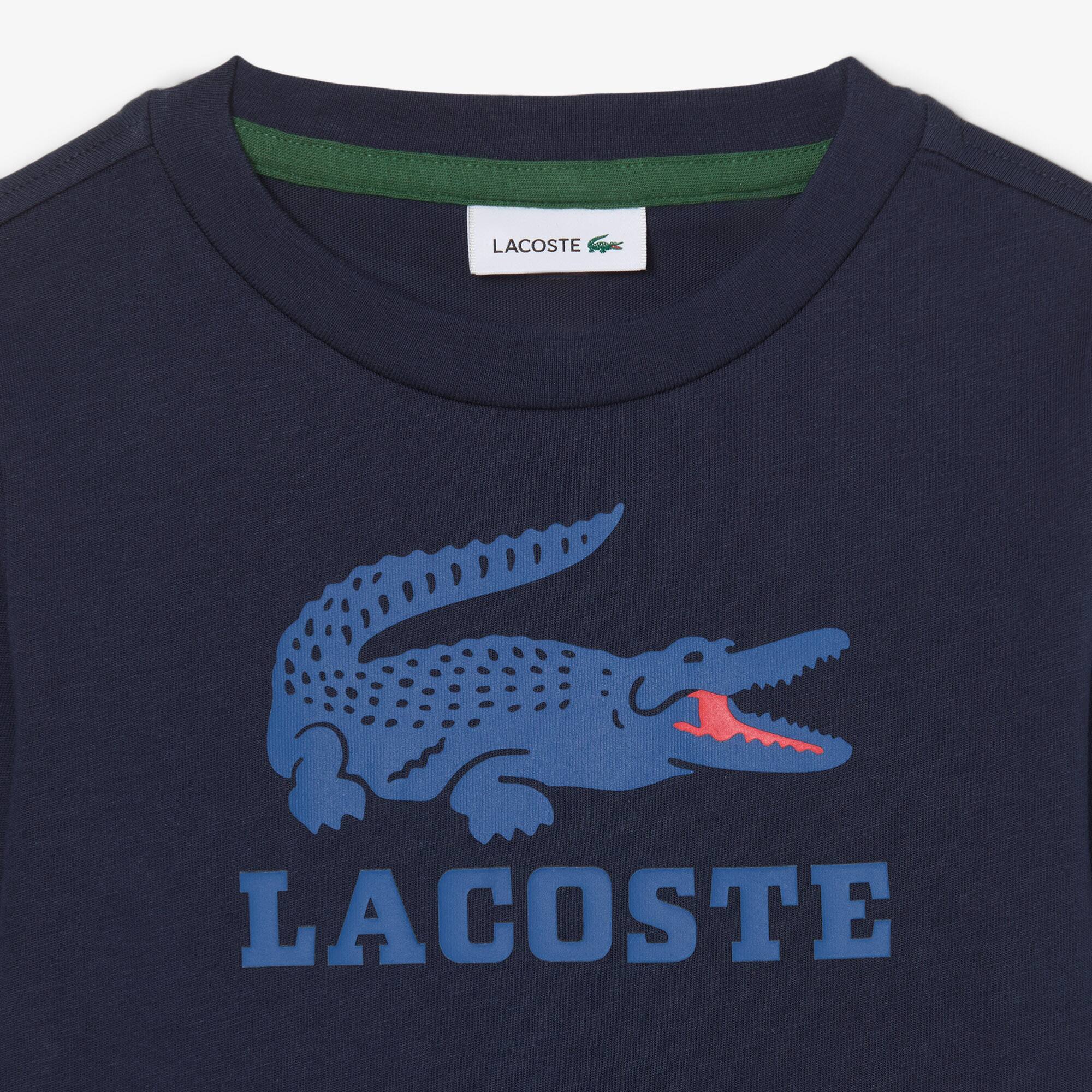 Thumbnail - Lacoste Sweatshirt aus Fleece mit Krokodil-Print    - Navy Blau Size 6 - 6A
