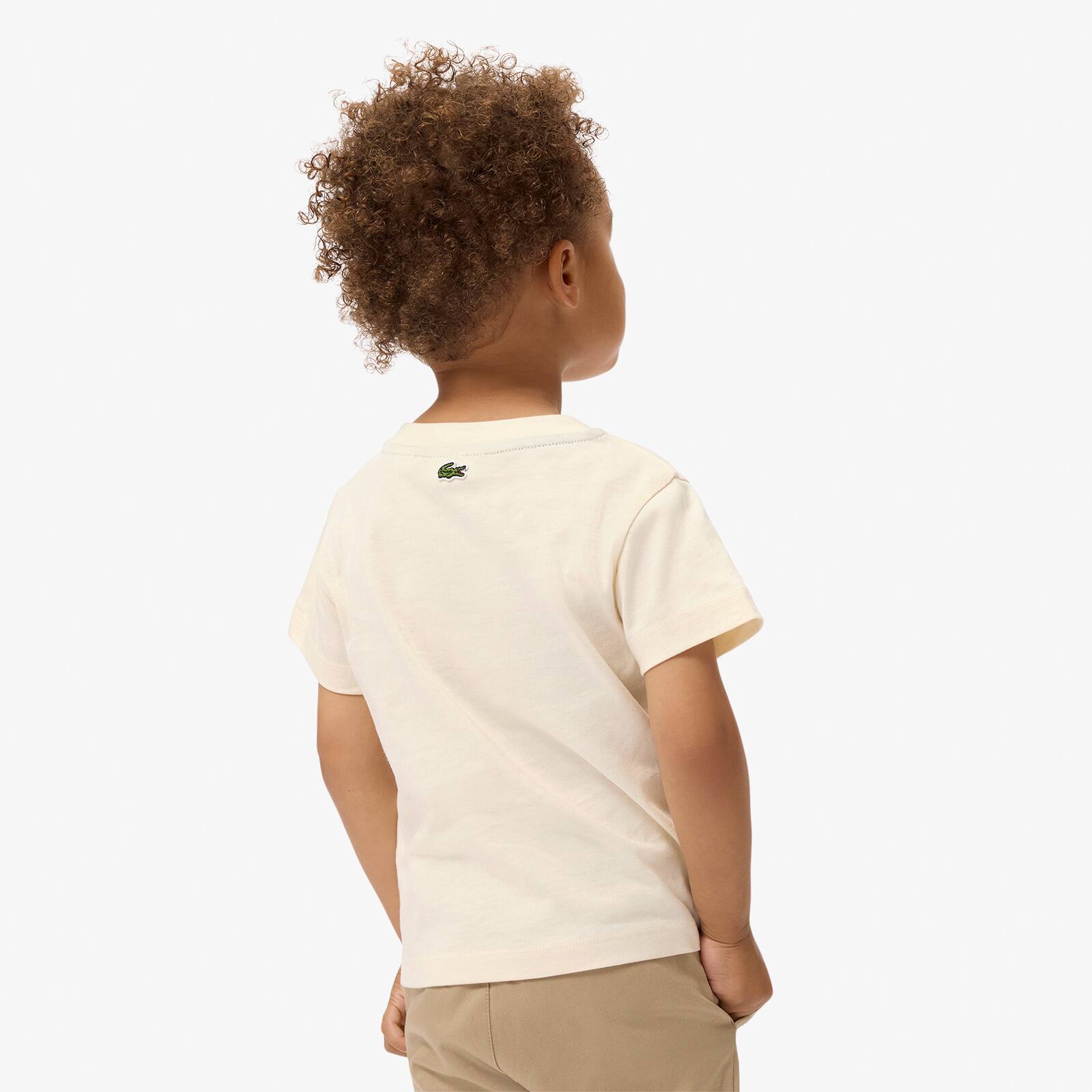 Thumbnail - Lacoste T-Shirt aus Baumwolle mit Krokodil-Print - Creme Size 4 - 4A