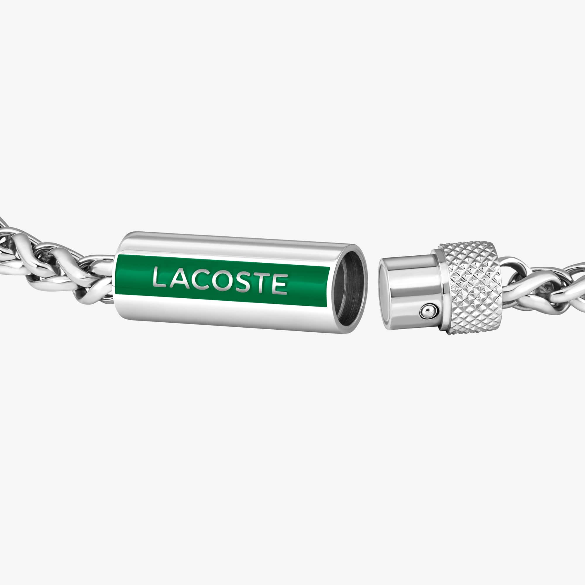 Thumbnail - Lacoste Spelt Armband - SILVER AND GREEN Size M