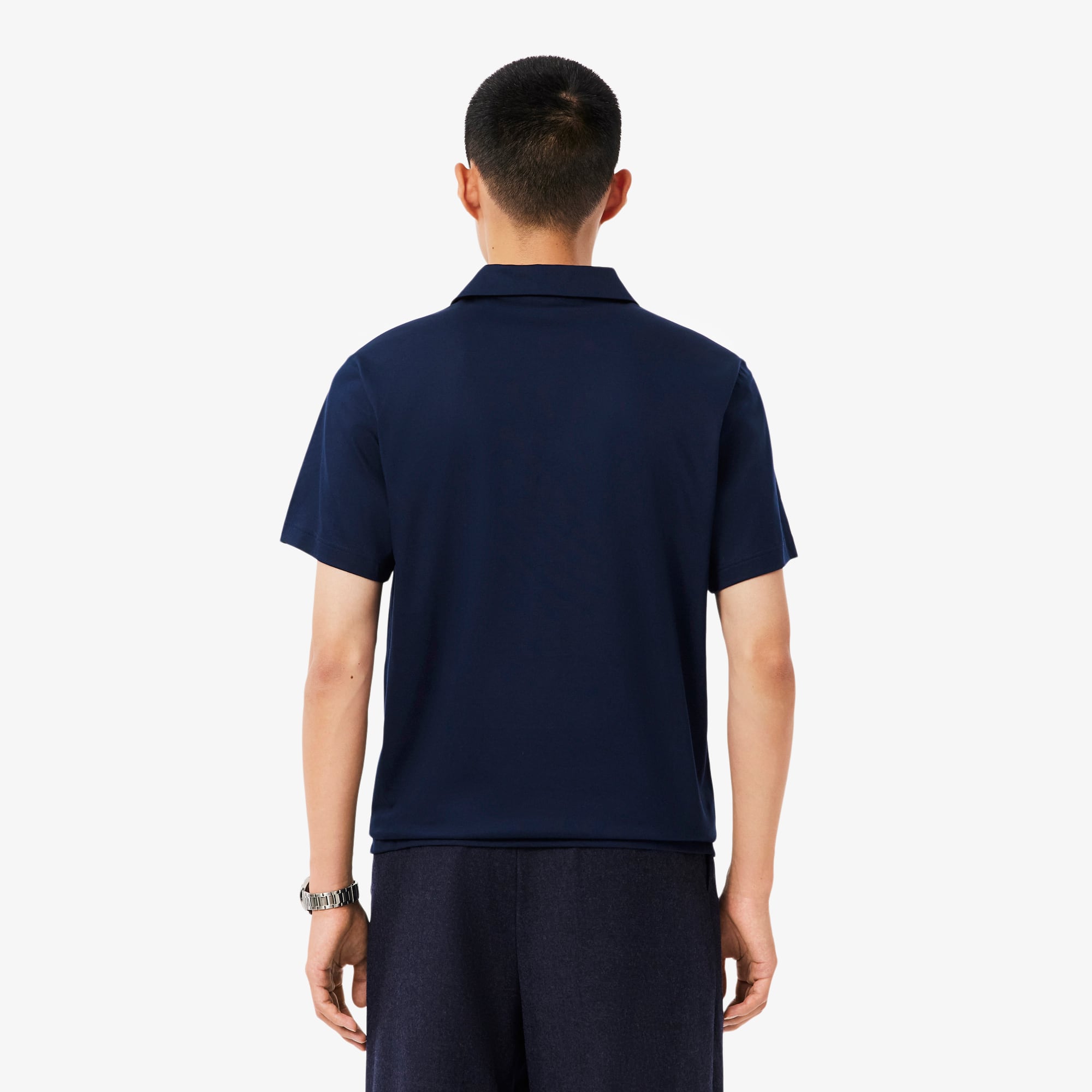 Thumbnail - Lacoste Classic Fit-Polohemd Paris mit offenem Ausschnitt und Stickerei - Navy Blau Size M