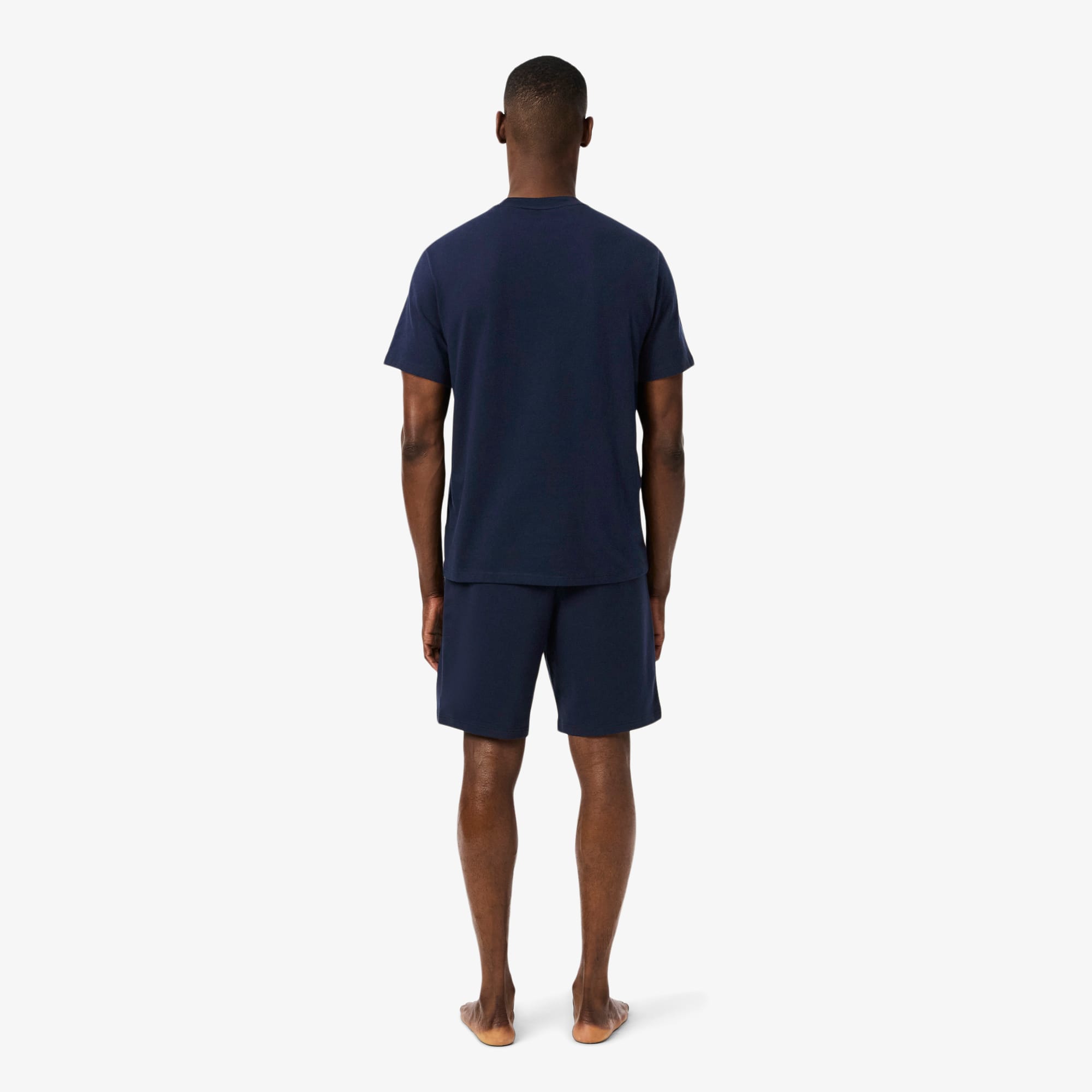 Thumbnail - Lacoste Straight Fit-Pyjamashorts aus Fleece - Navy Blau / Weiß Size 6 - XL