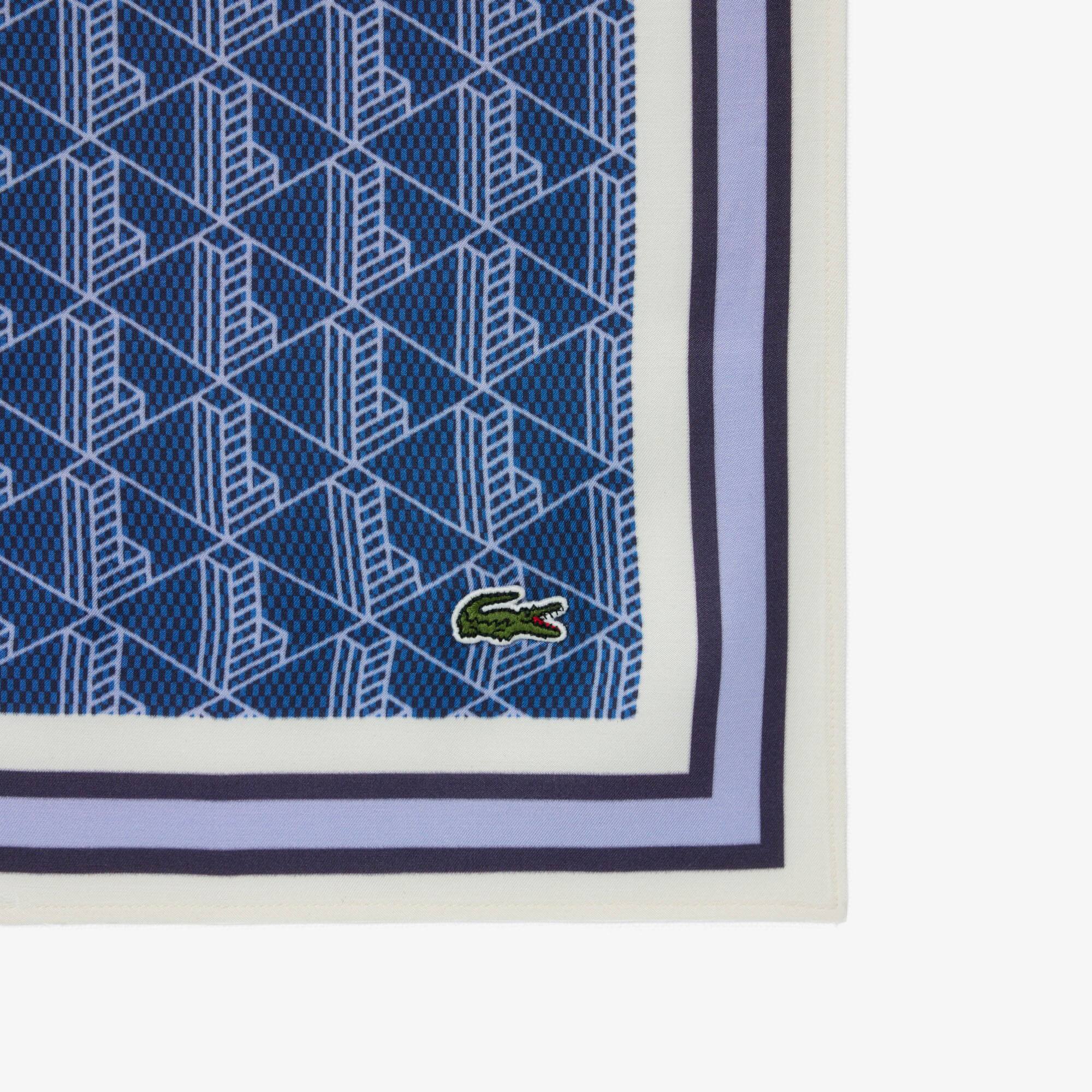 Thumbnail - Lacoste Halstuch mit Monogramm-Print - Navy Blau / Lila Size One Size