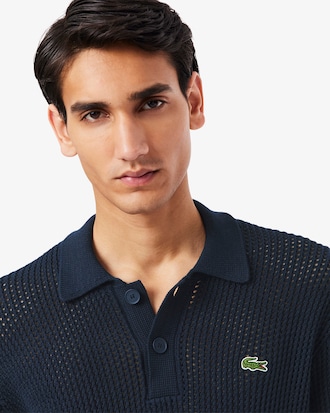 Pullover aus schwerer Baumwolle mit Polokragen und kurzen Ärmeln