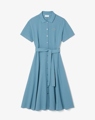 Flared-Polokleid aus Mini-Piqué