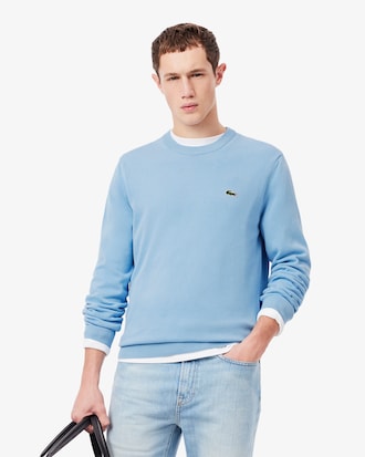 Einfarbiger Pullover aus Baumwolle mit Rundhalsausschnitt