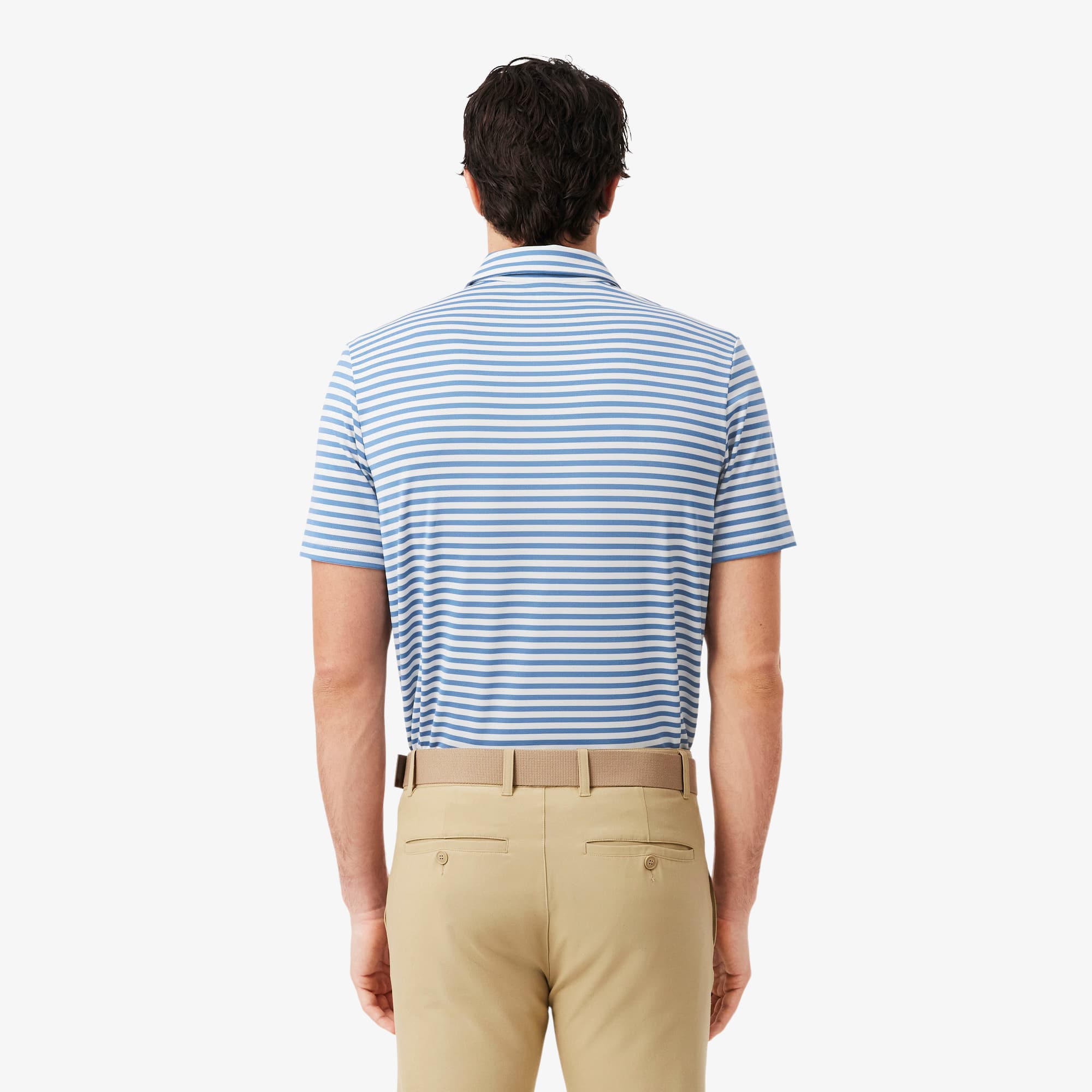 Thumbnail - Lacoste Gestreiftes Golf-Polohemd mit Ultra-Dry-Technologie, Regular Fit - Blau / Weiß Size S