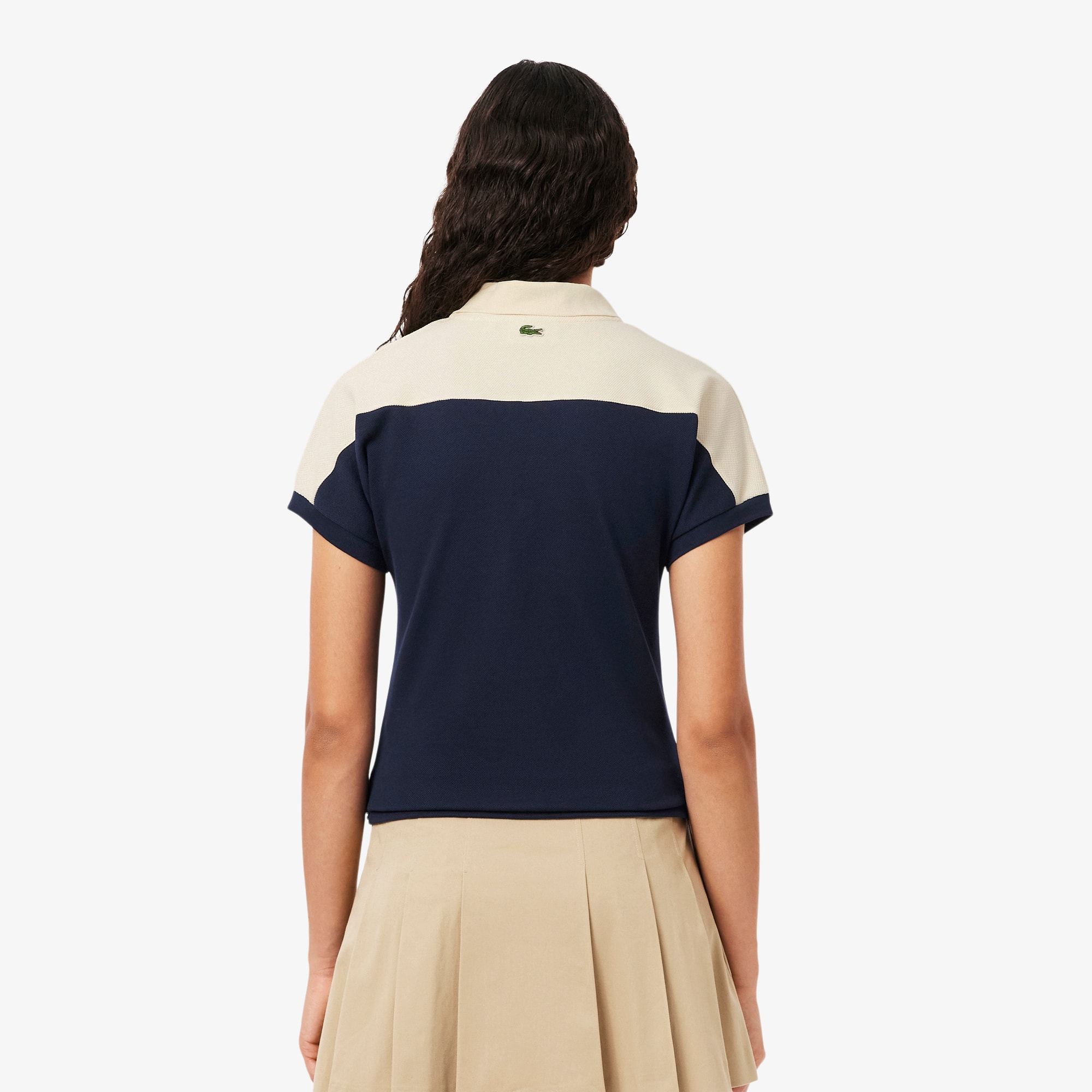 Thumbnail - Lacoste Slim Fit-Polohemd mit Streifen, hergestellt in Frankreich - Navy Blau / Weiß Size 42