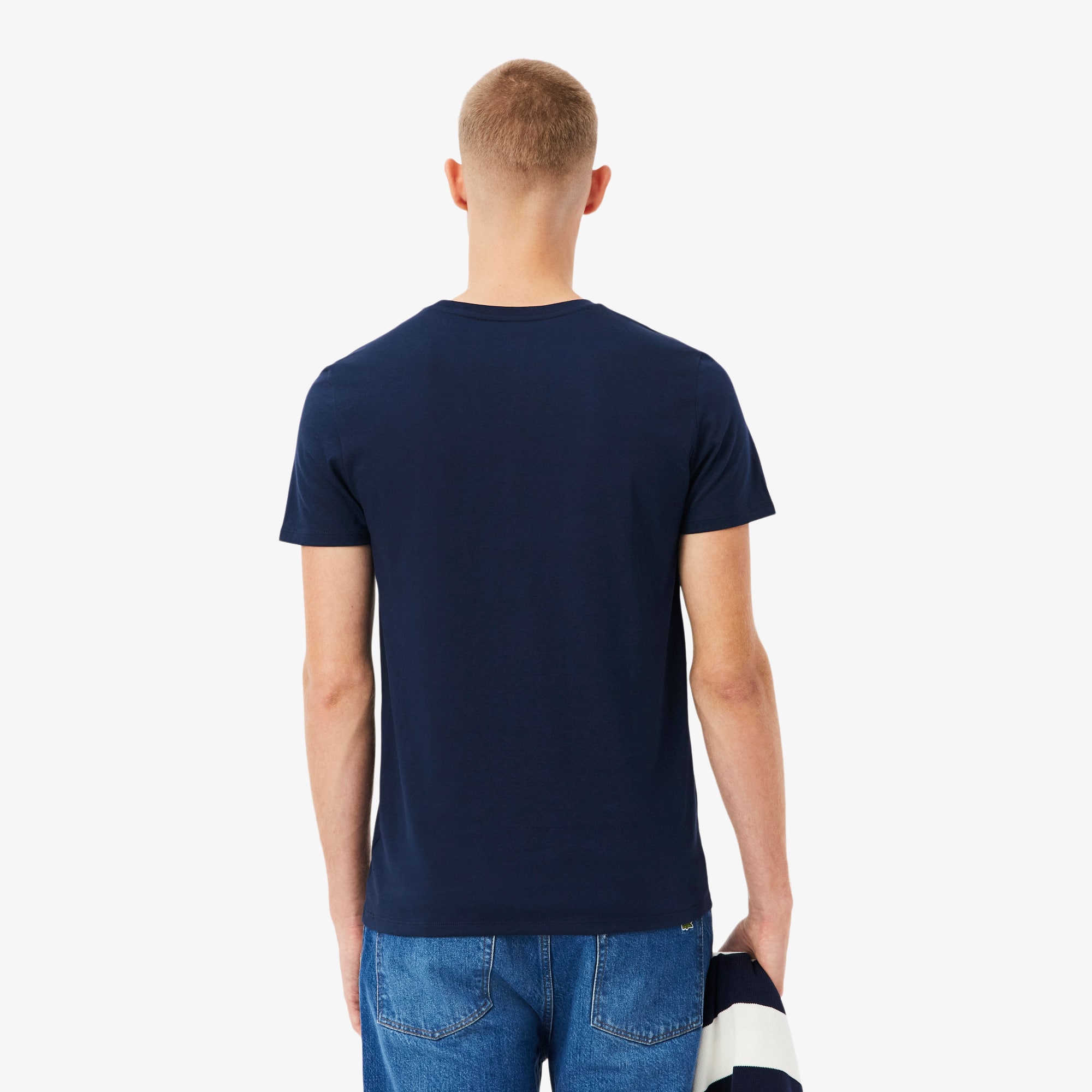 Thumbnail - Lacoste T-Shirt aus leichter Pima-Baumwolle mit V-Ausschnitt - Navy Blau Size XXL