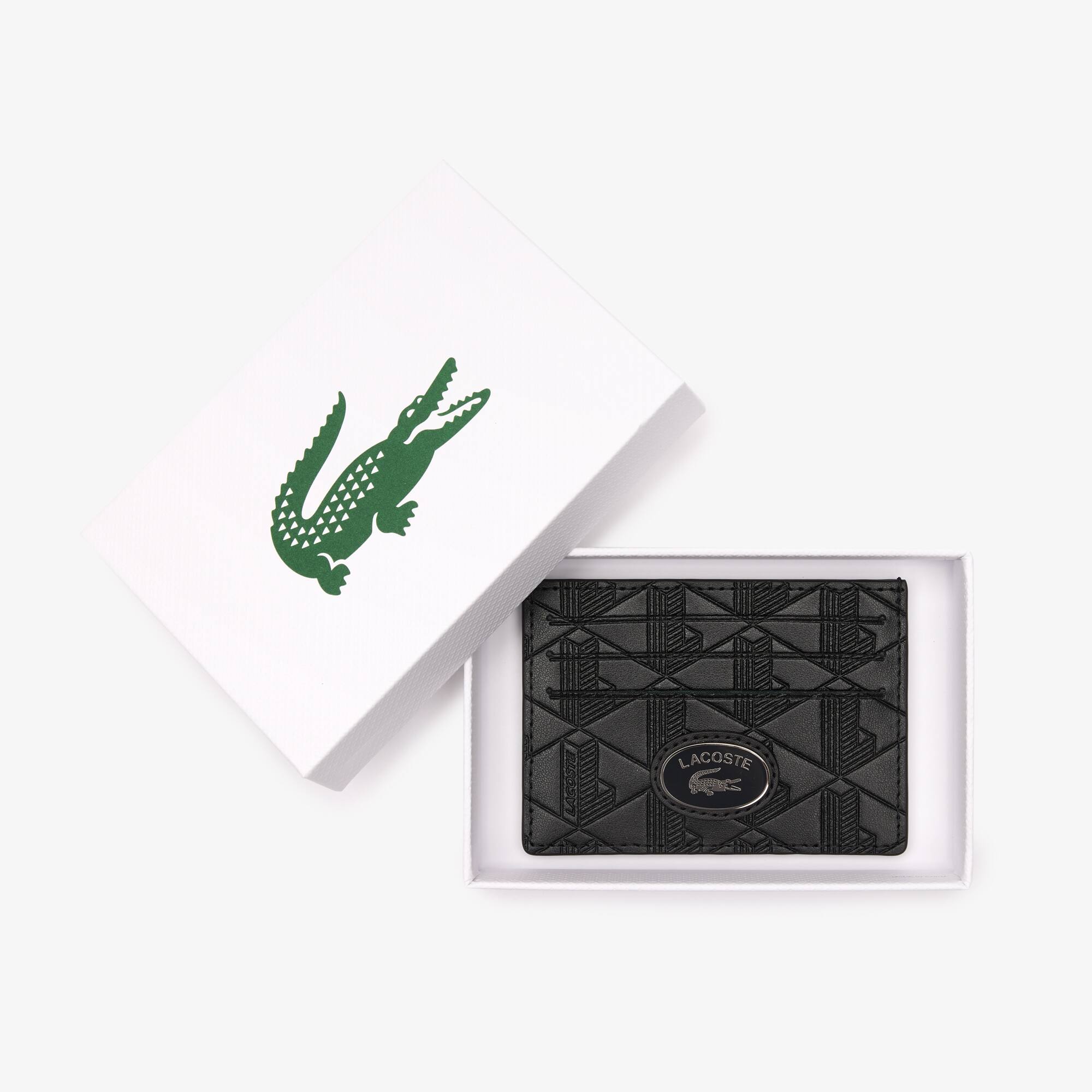 Thumbnail - Lacoste Kartenetui Nomogramme aus Leder - BLACK Size One Size