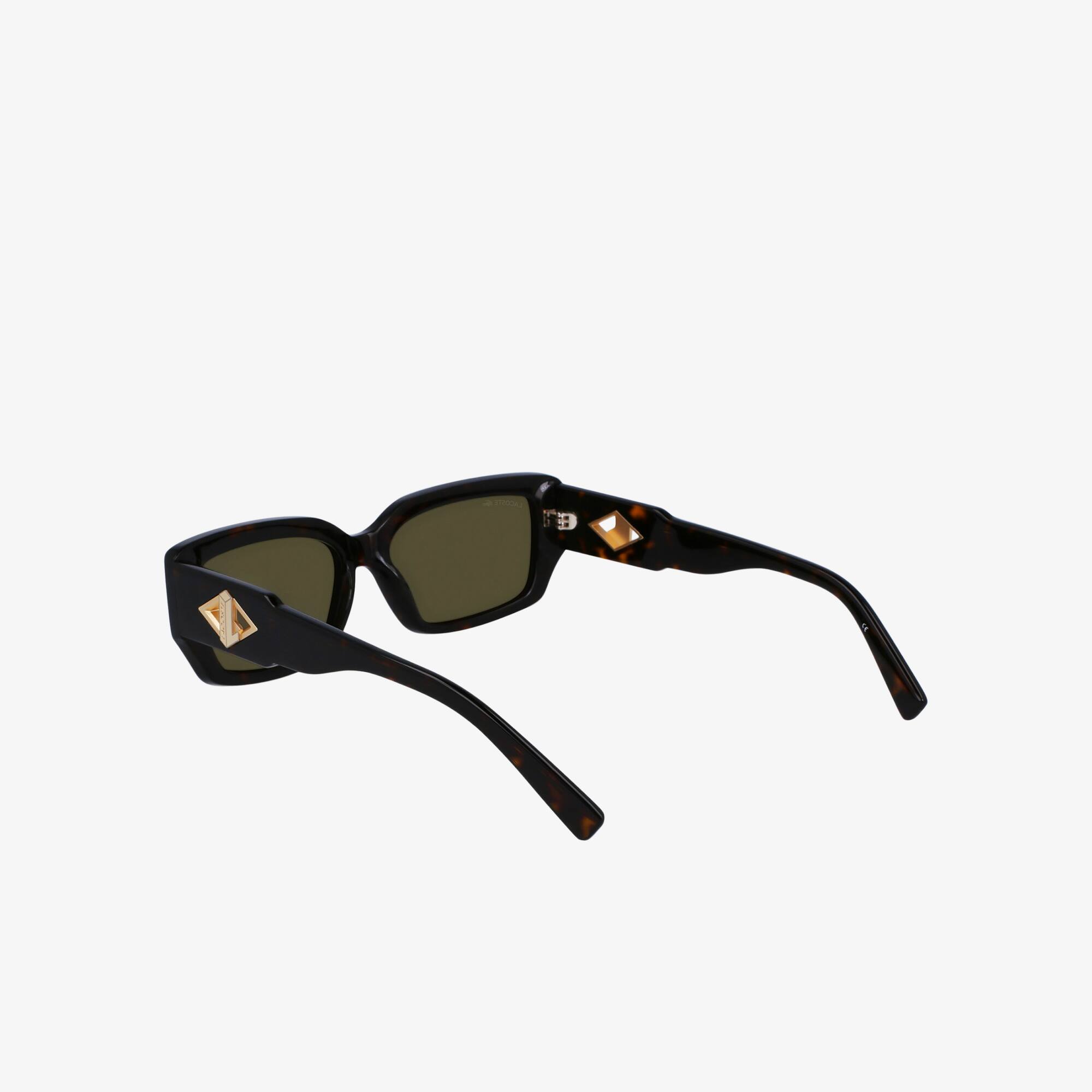 Thumbnail - Lacoste Sonnenbrille Monogram mit eckigem Acetatrahmen - Havana Brown Size One Size