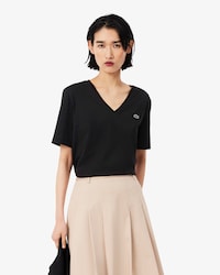 Relaxed Fit-T-Shirt aus weicher Baumwolle mit V-Ausschnitt