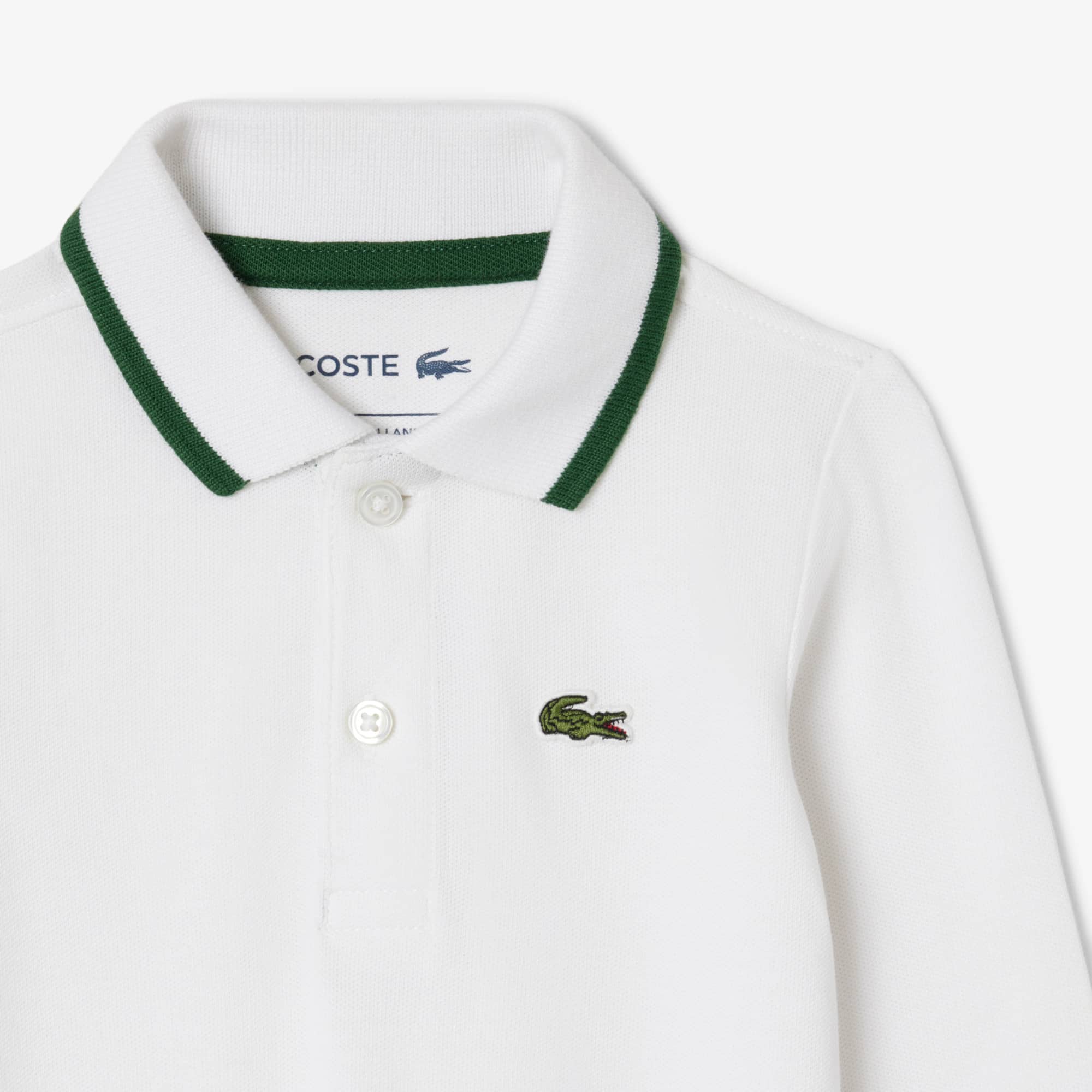 Thumbnail - Lacoste Baby-Body aus Piqué mit langen Ärmeln - Weiß Size 3 - 6M