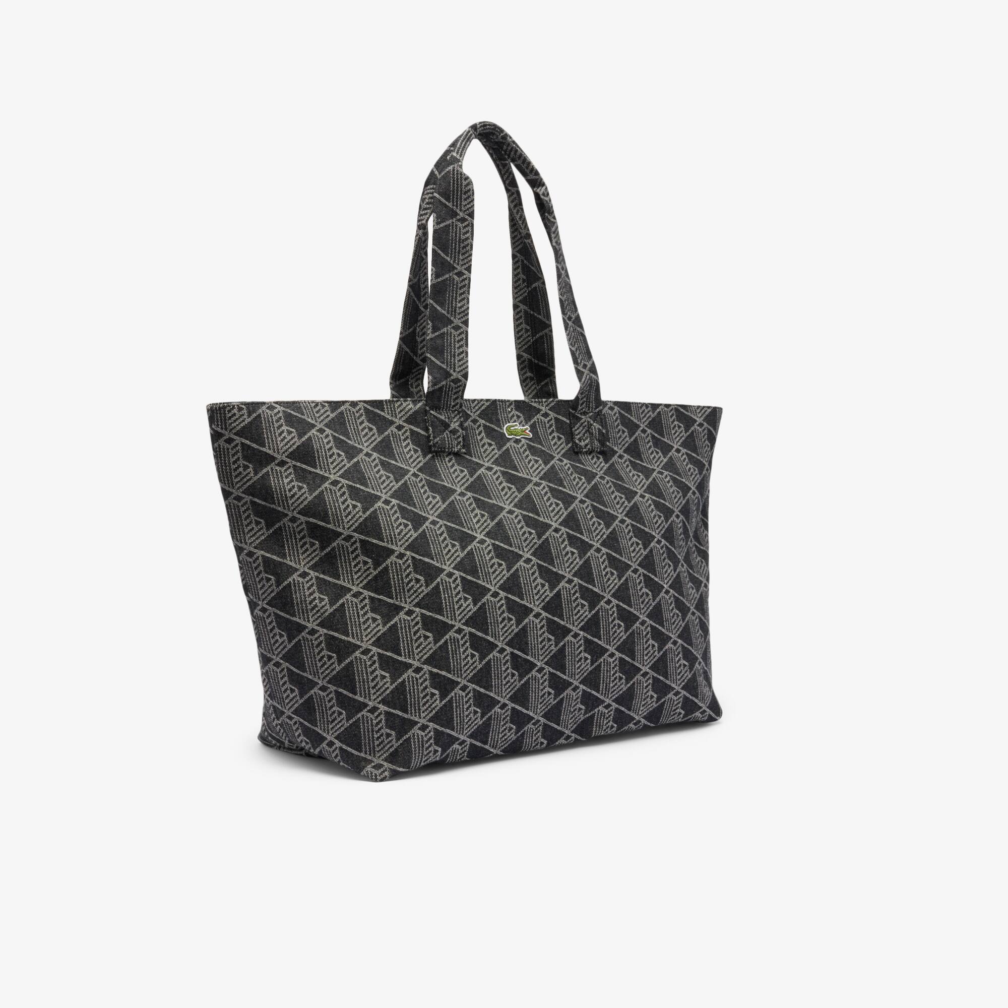 Thumbnail - Lacoste XL-Tote Bag Summer Pack mit Jacquard-Motiv - MONO JACQUARD DENIM NOIR Size One Size