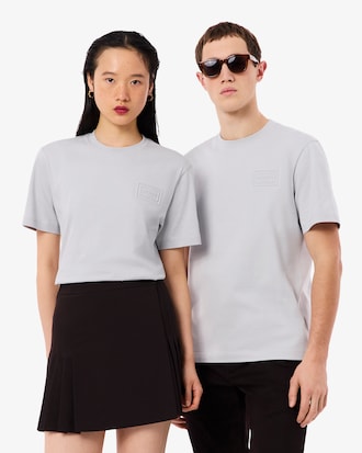 T-Shirt aus Baumwolljersey mit tiefgepr&auml;gtem Branding