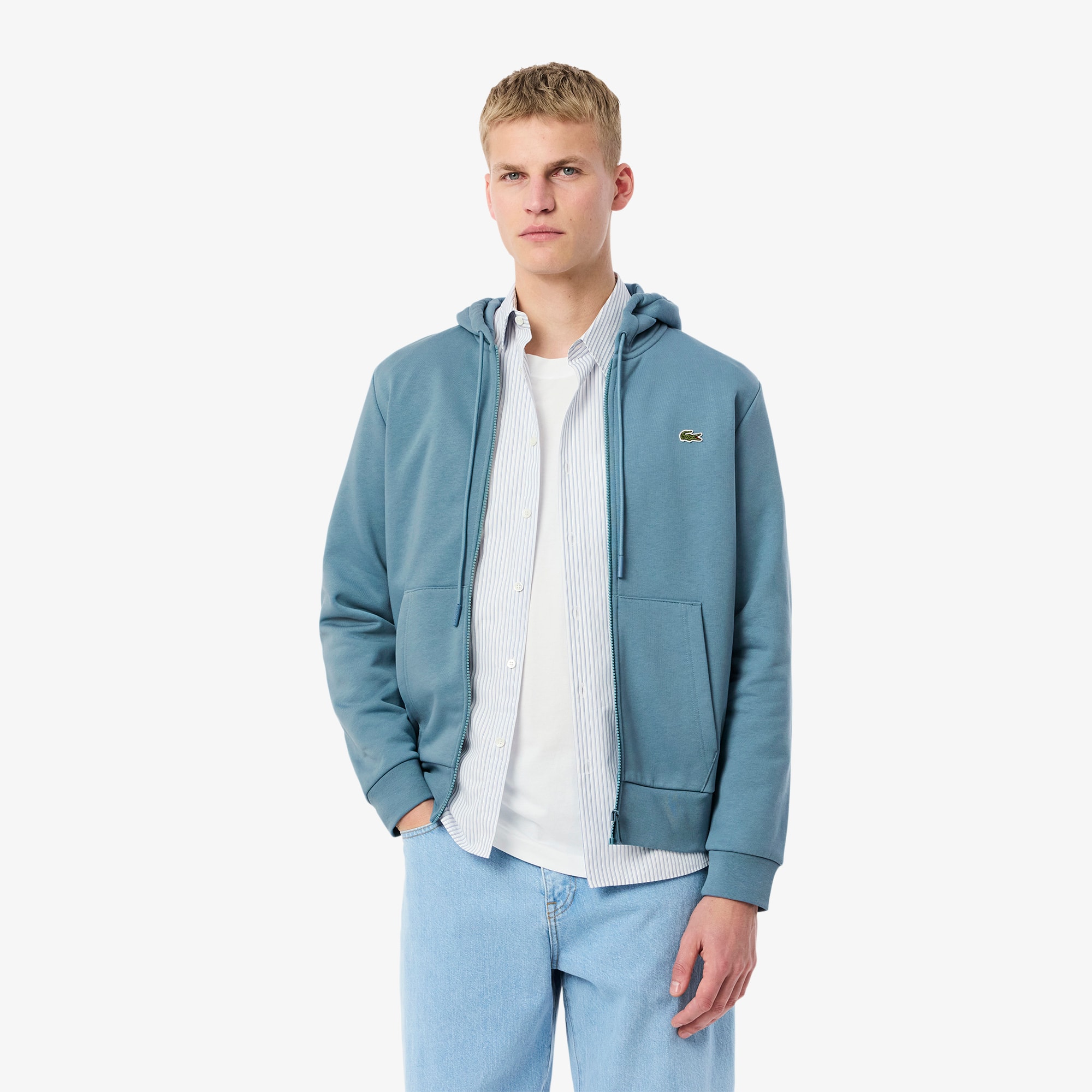 Zip Hoodie Lacoste Windjacke Hellblau Hoodie Aus Fleece Mit