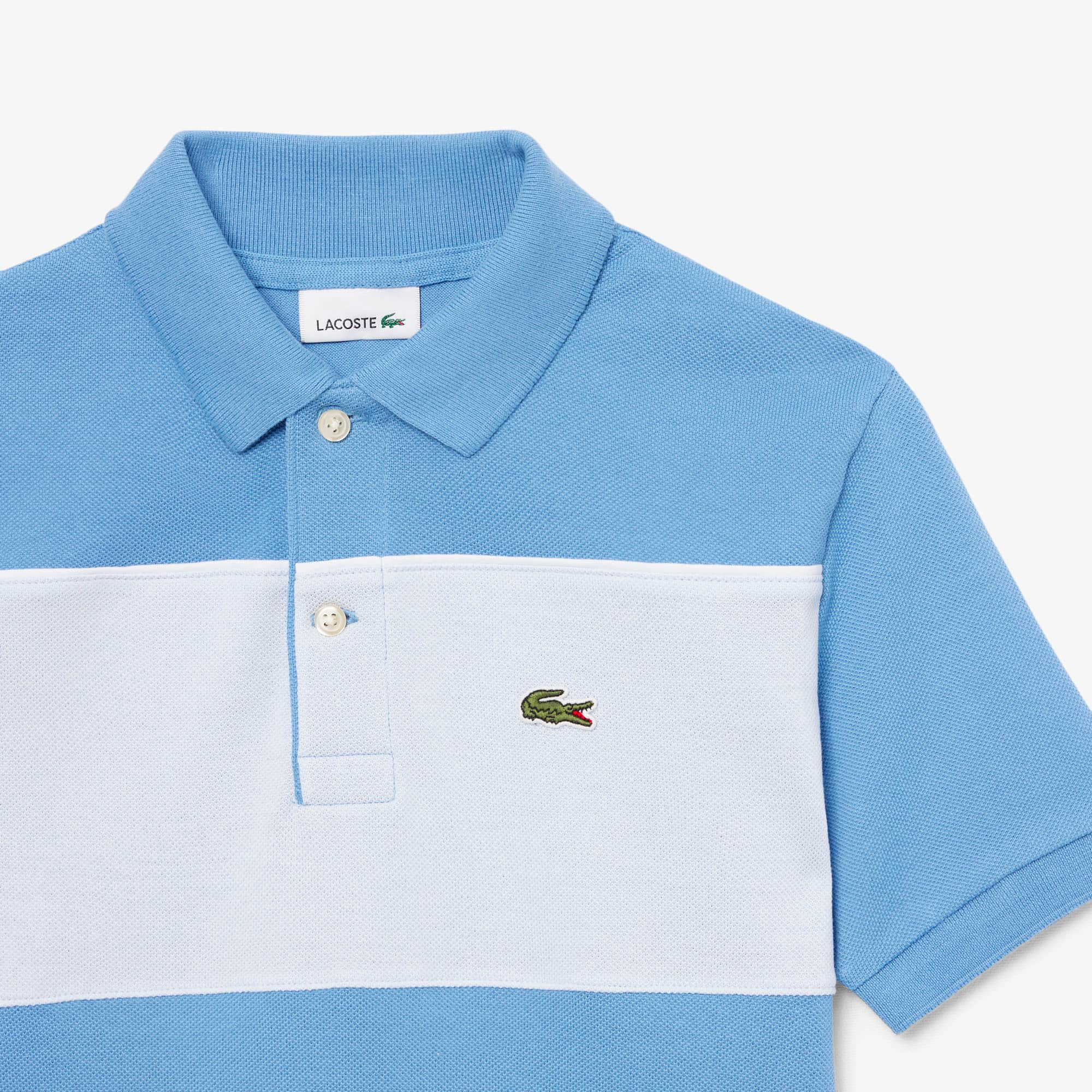 Thumbnail - Lacoste Polohemd aus Petit Piqué mit Colorblock-Design - Blau Size 8 - 8A