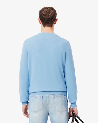 Einfarbiger Pullover aus Baumwolle mit Rundhalsausschnitt