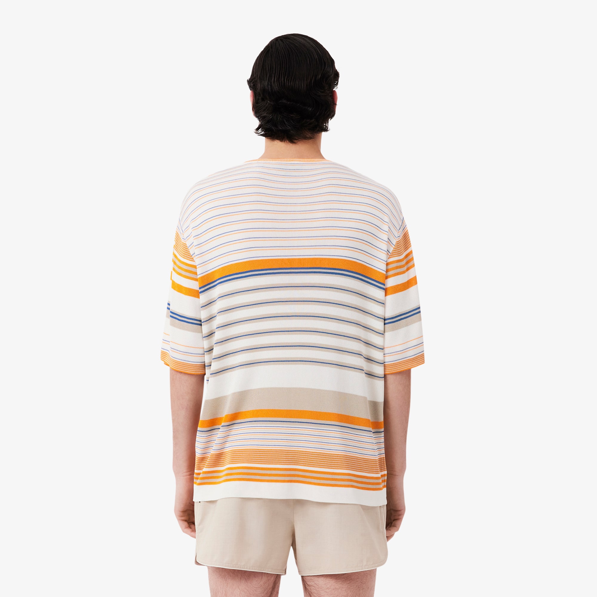 Thumbnail - Lacoste Gestreiftes T-Shirt Runway aus Satin-Jersey - Weiß Size M